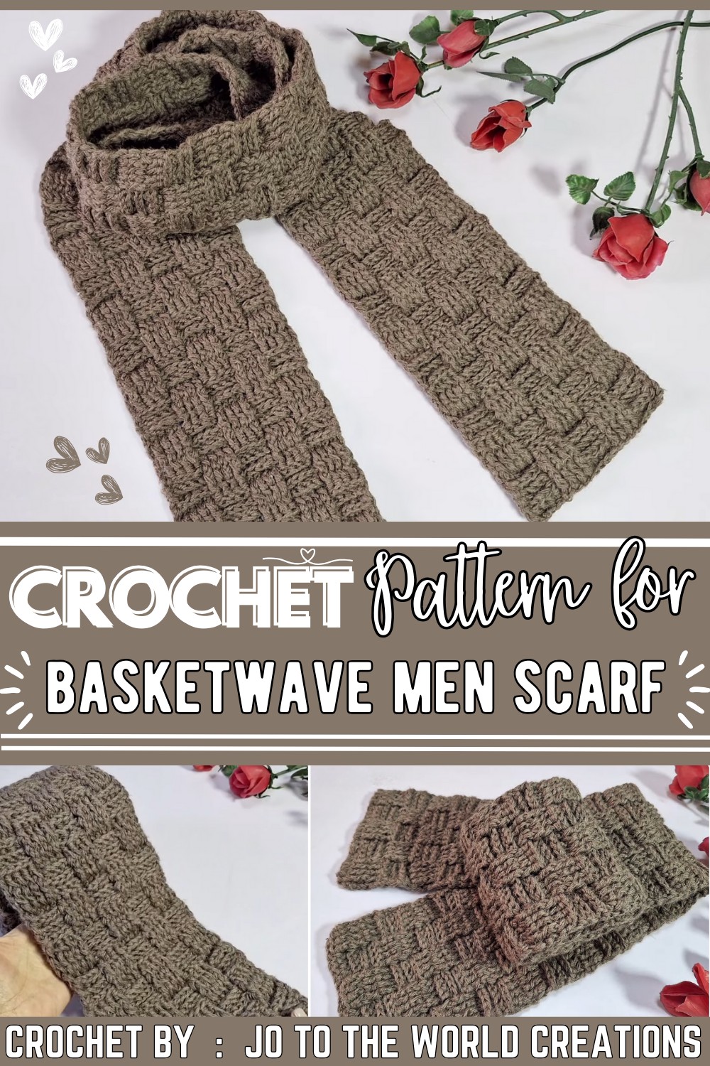 Crochet Basket Wave Scarf