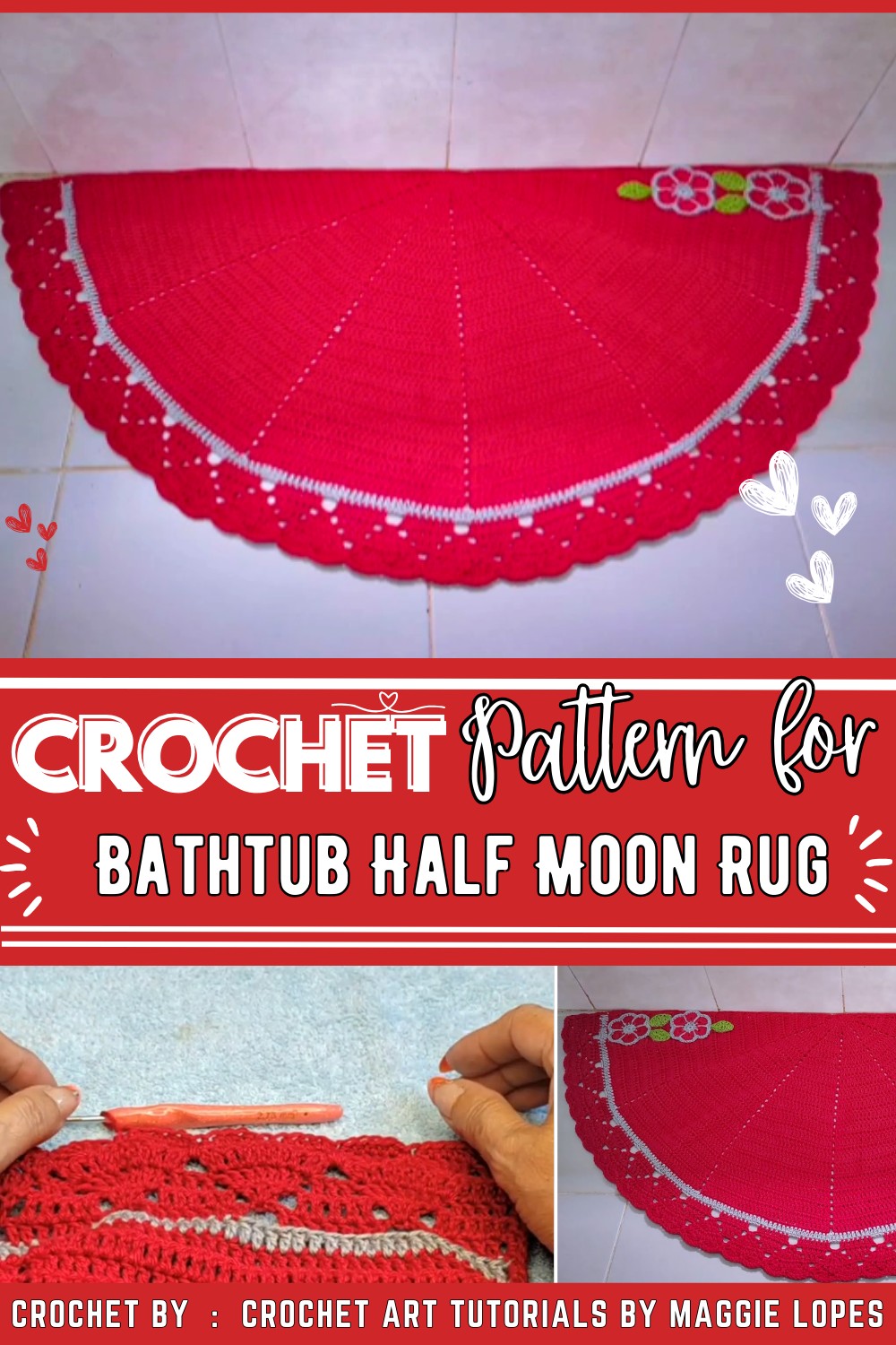 Crochet Bathtub Half Moon Rug