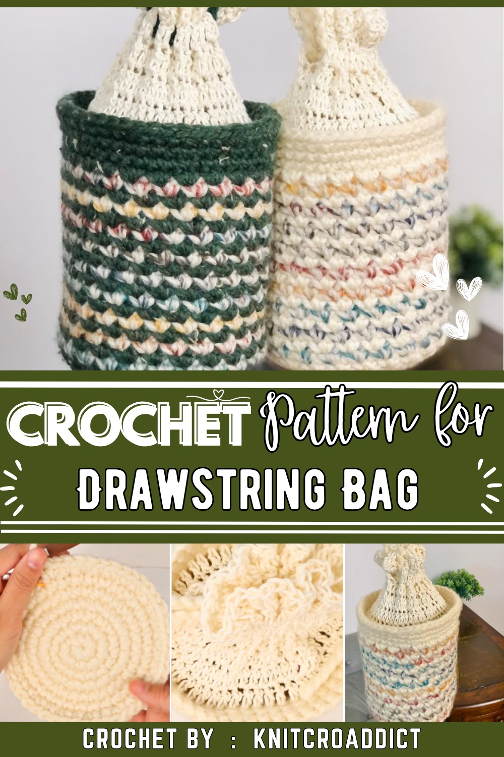 Crochet Drawstring Bag Tutorial