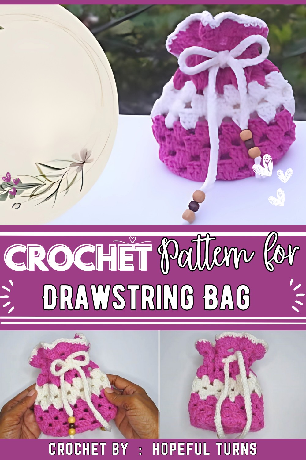 Crochet Drawstring Bag