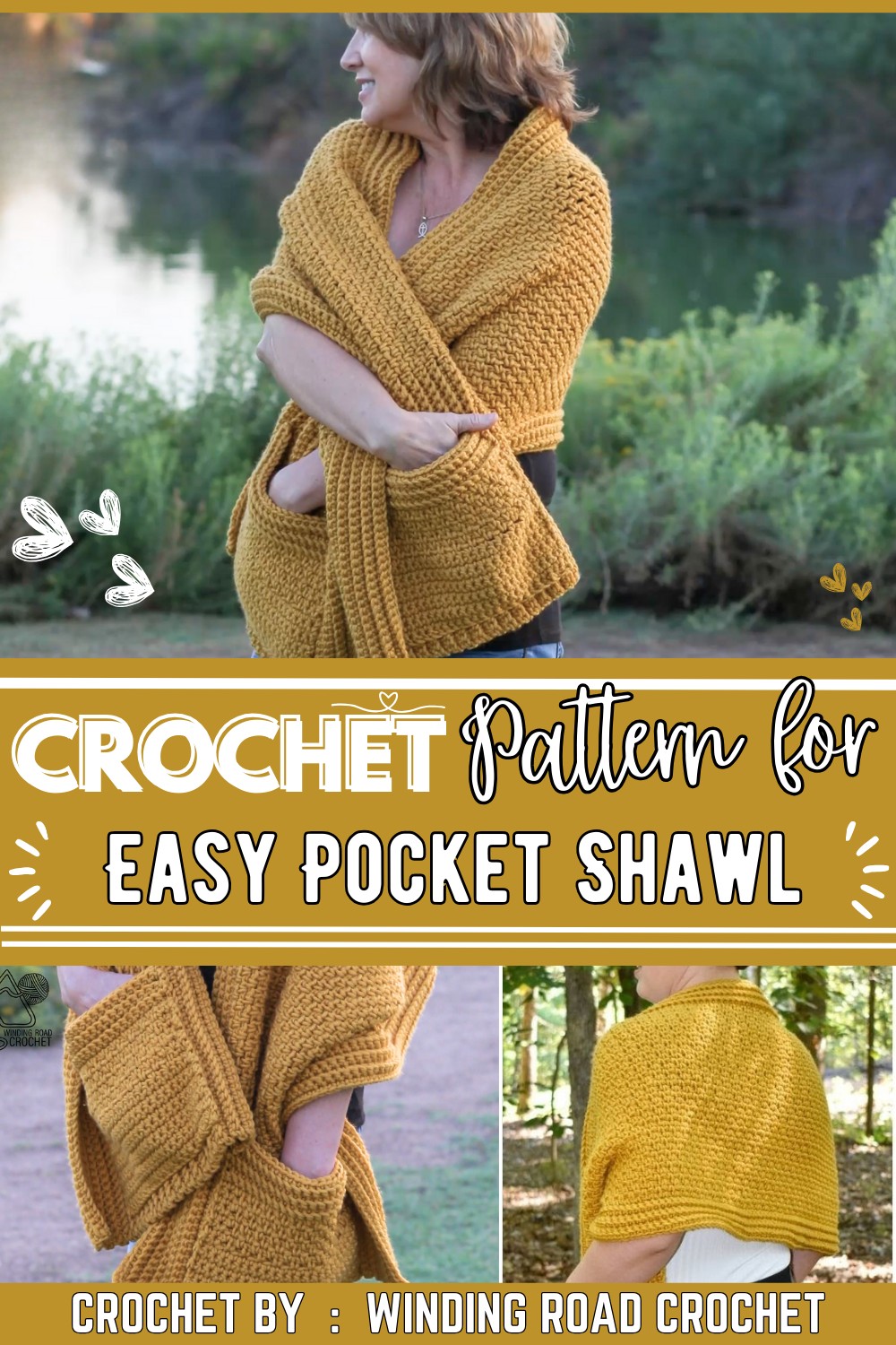 Crochet Easy Pocket Shawl Step By Step Tutorial