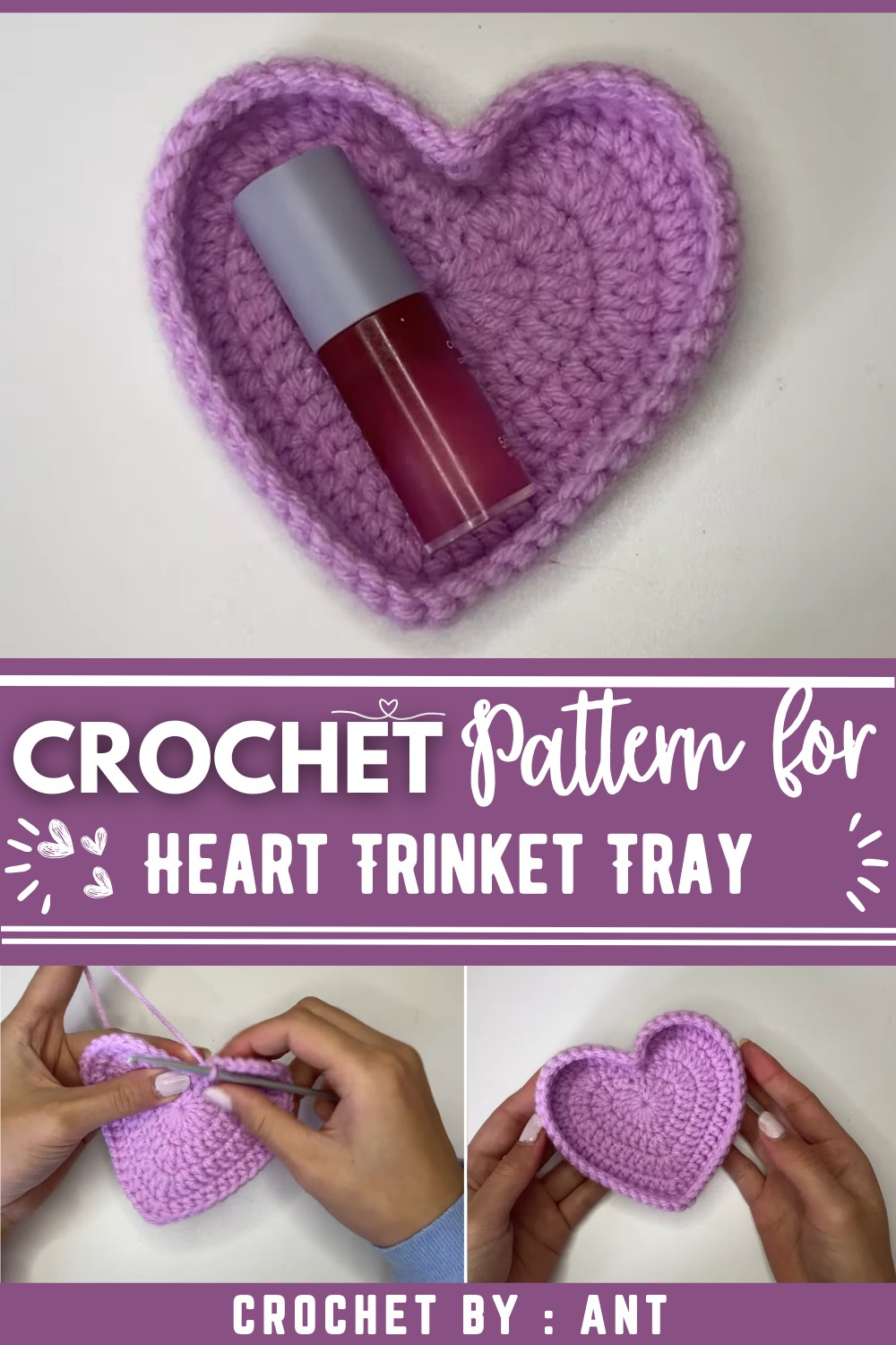 Crochet Heart Trinket Tray