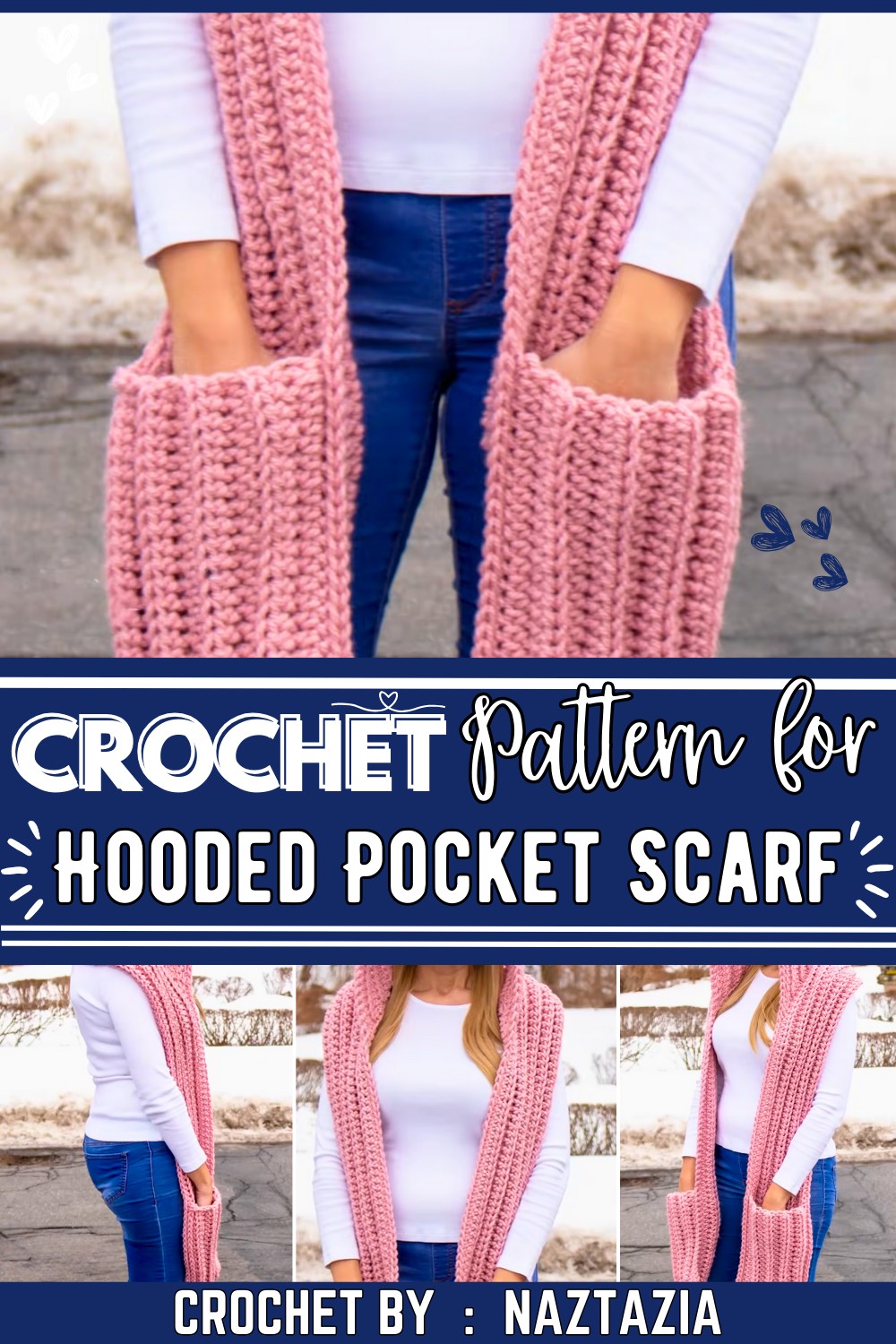 Crochet Hooded Pocket Scarf 1