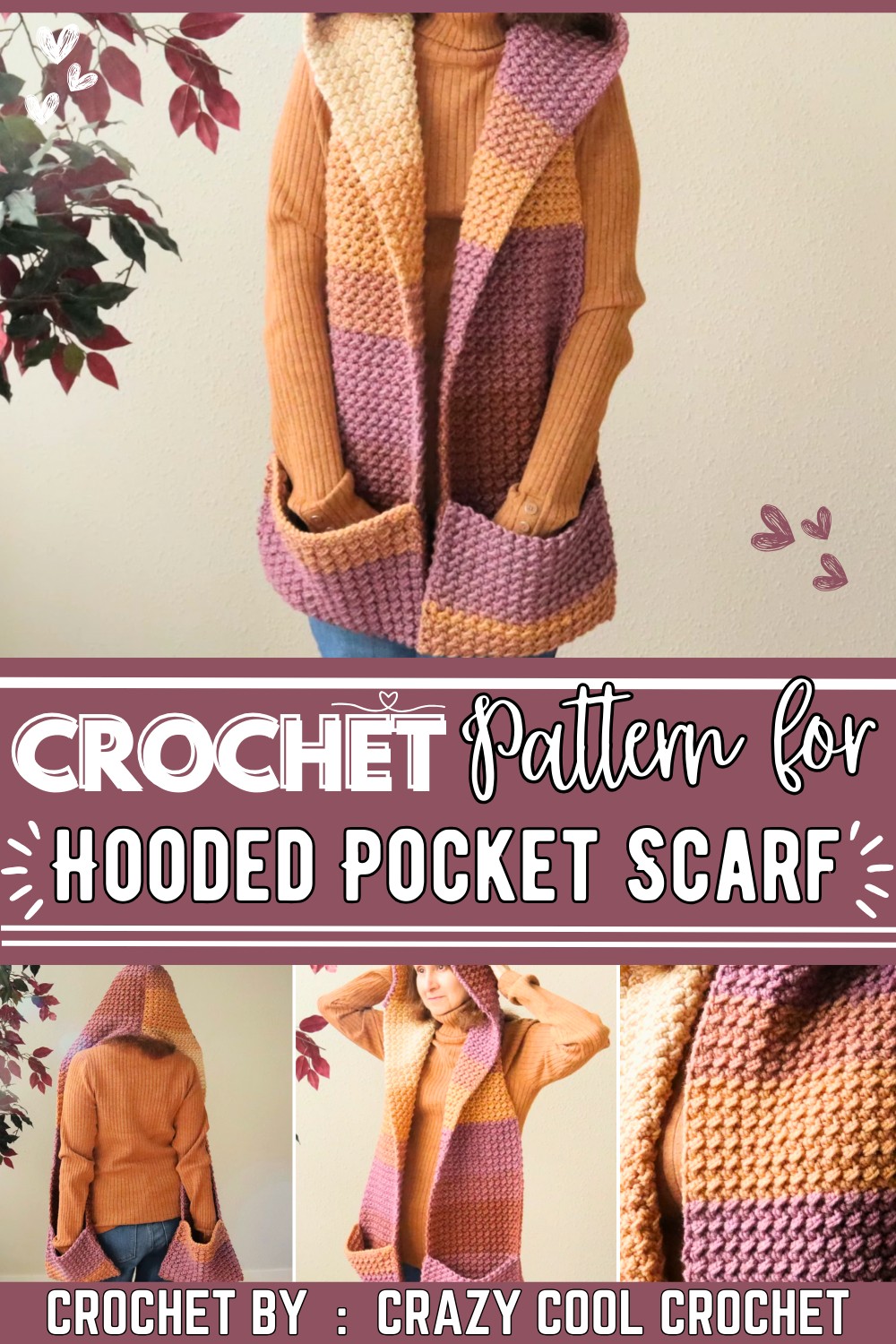 Crochet Hooded Pocket Scarf