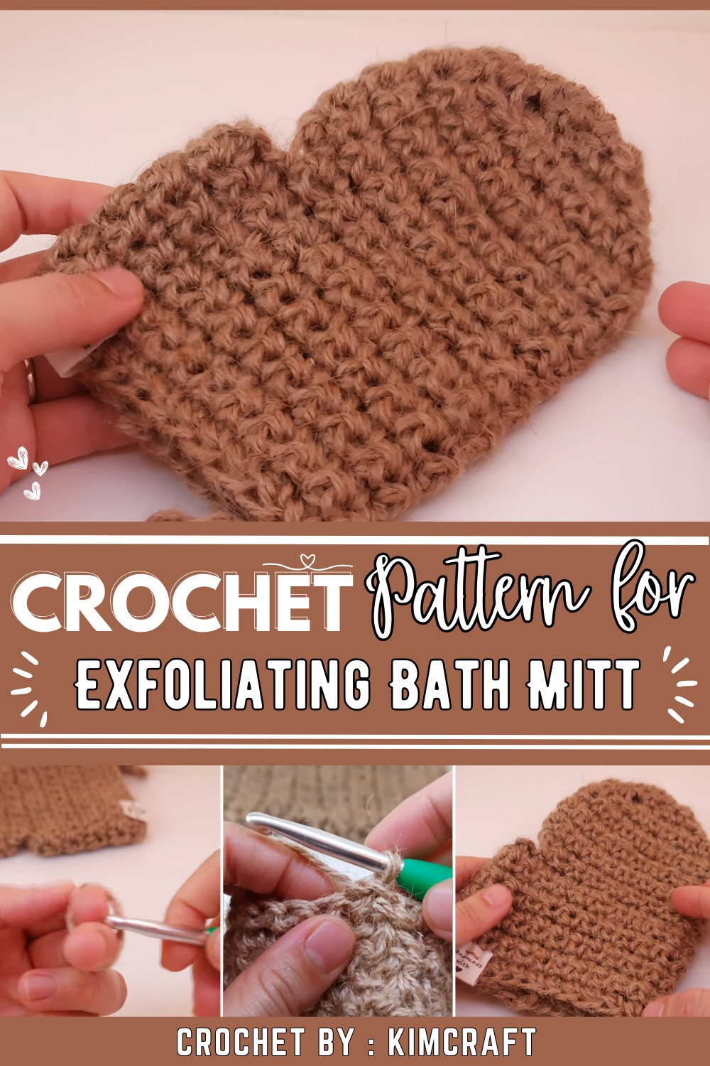Crochet Natural Eco Jute Exfoliating Bath Mitt