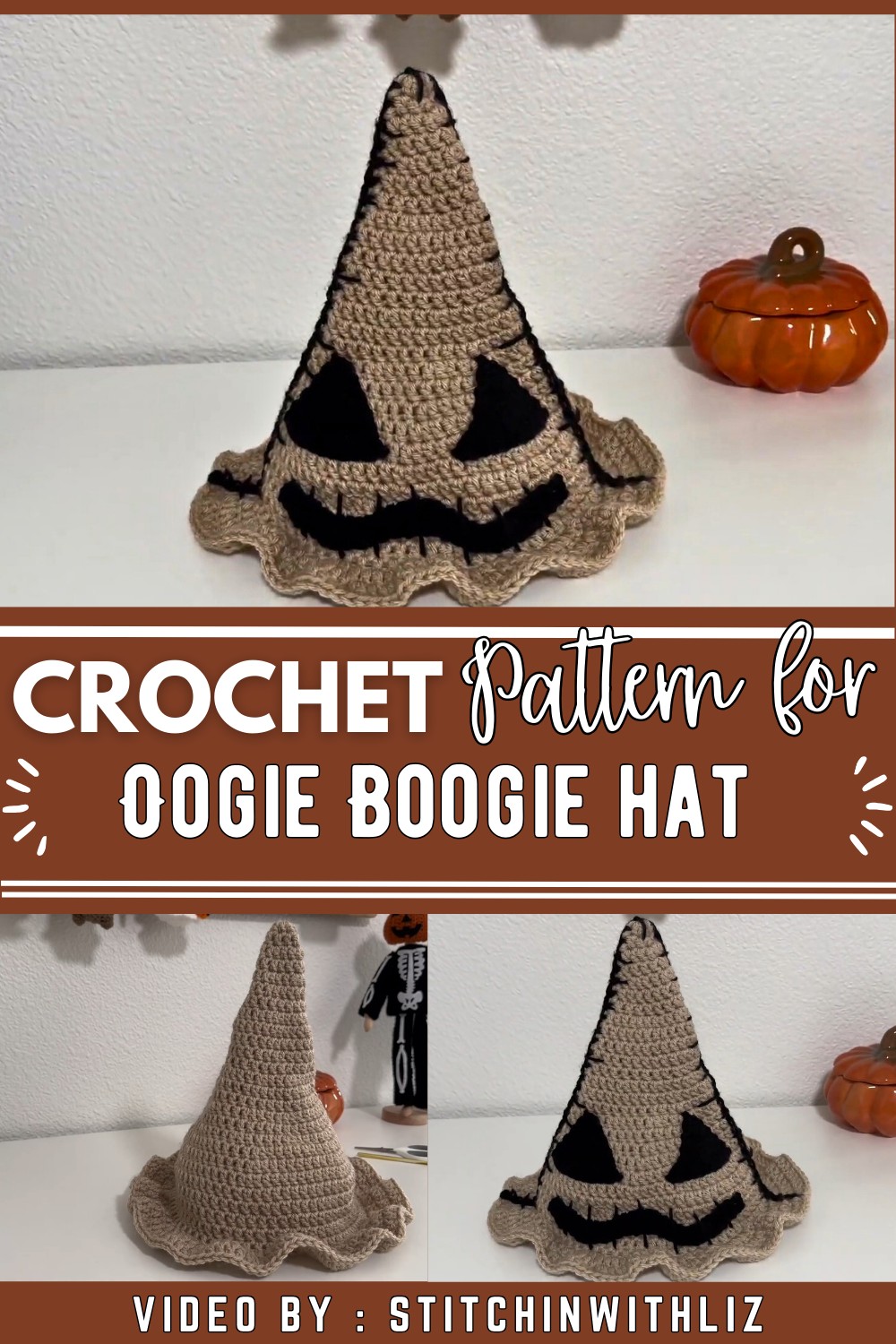 Crochet Oogie Boogie hat tutorial
