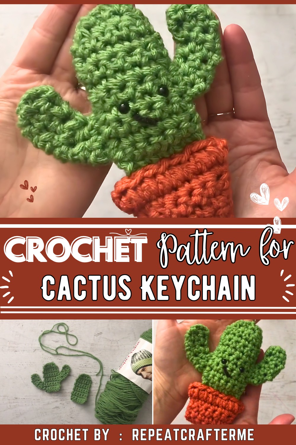 Crochet Pattern Cactus Keychain