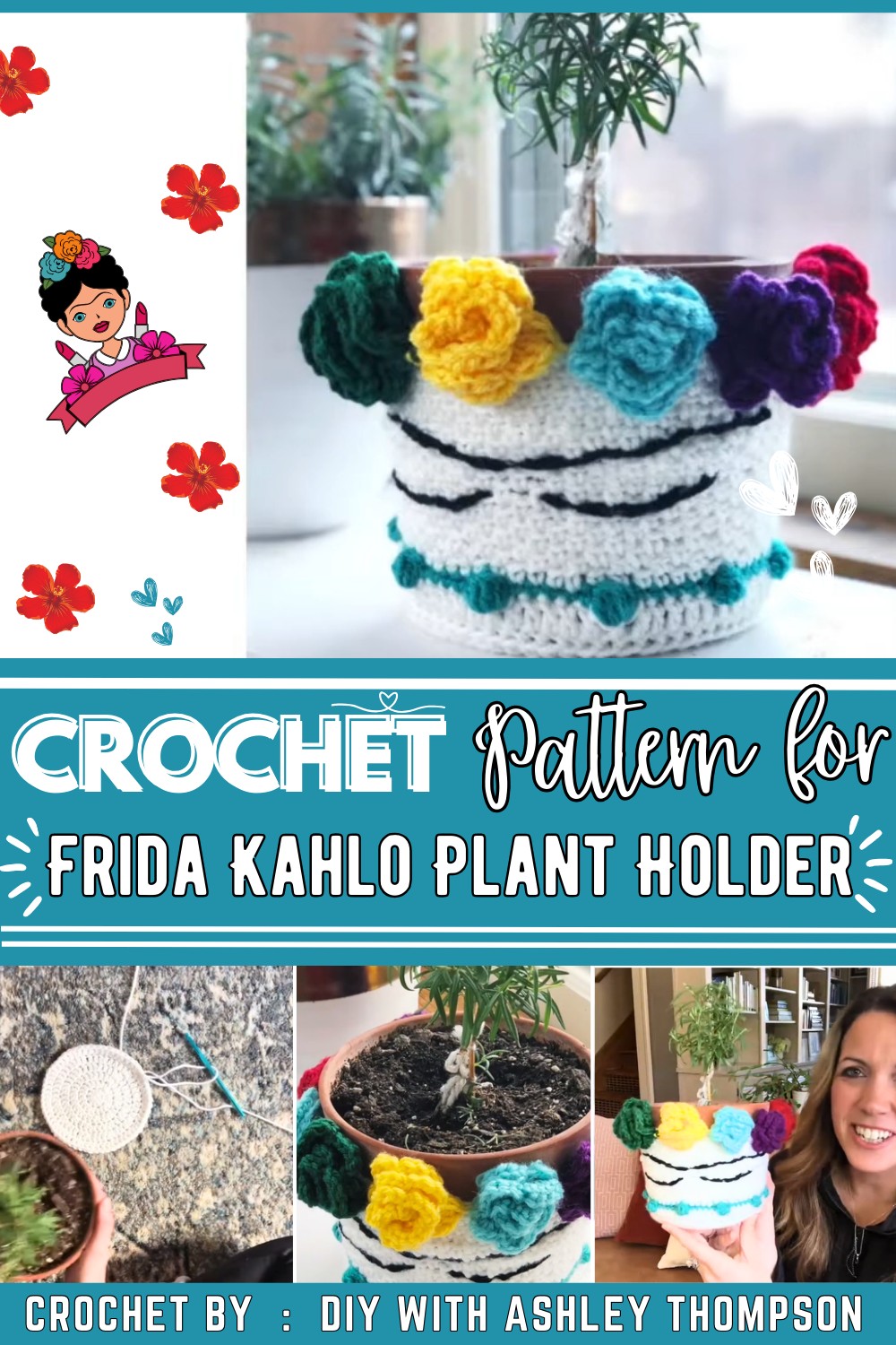 Crochet Plant Holder Frida Kahlo Home Decor