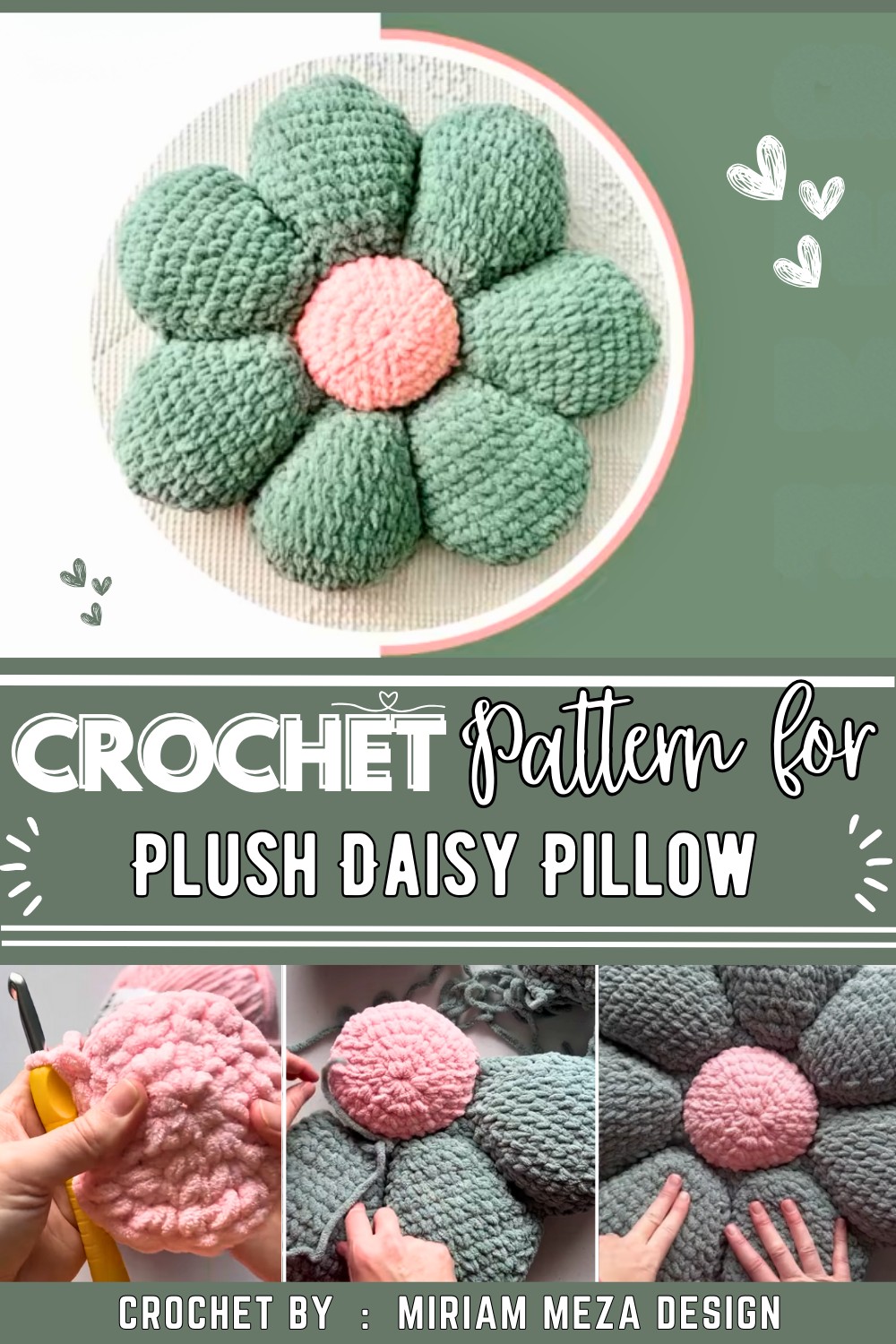 Crochet Plush Daisy Pillow Tutorial