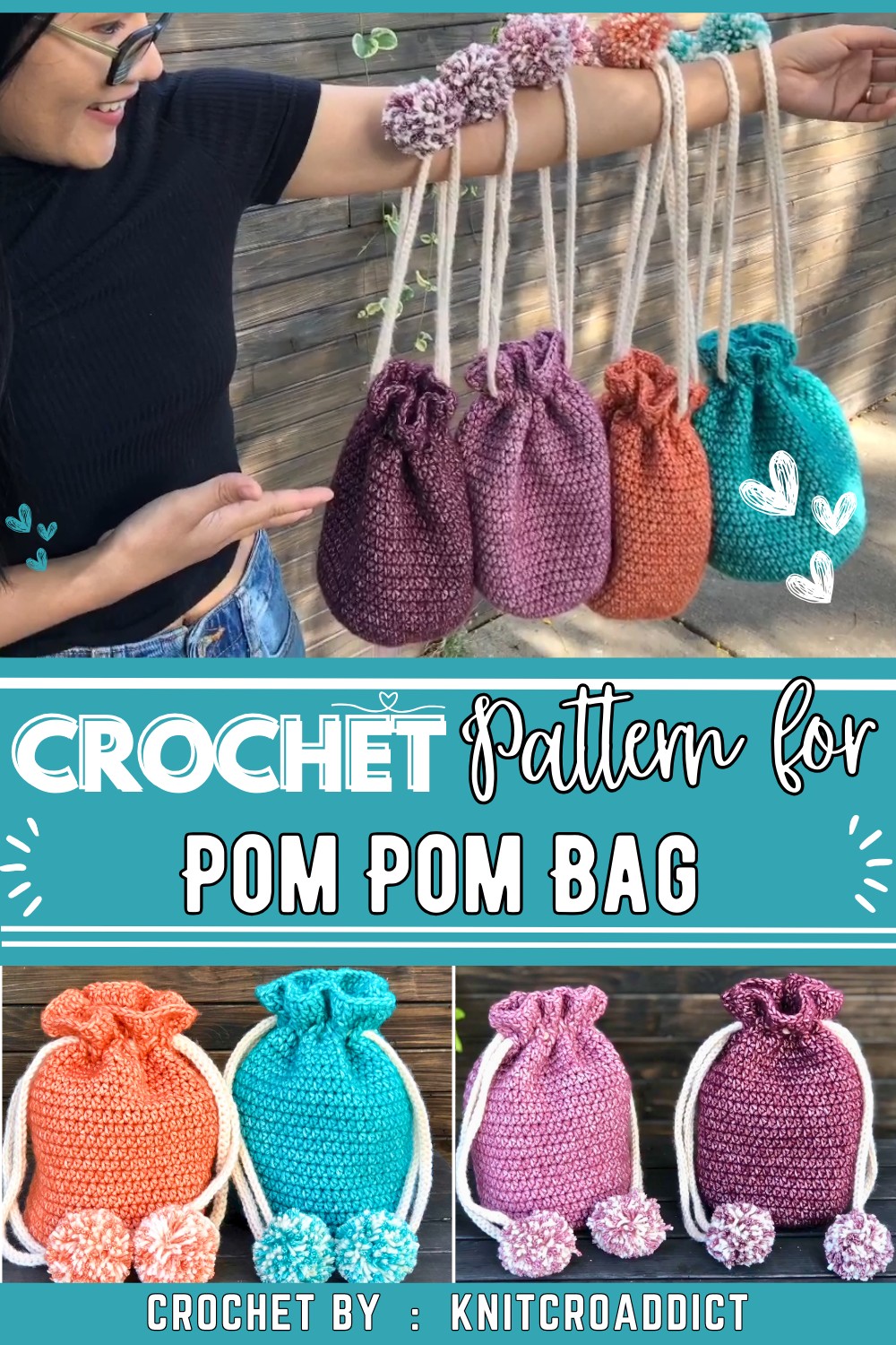 Crochet Pom Pom Bag