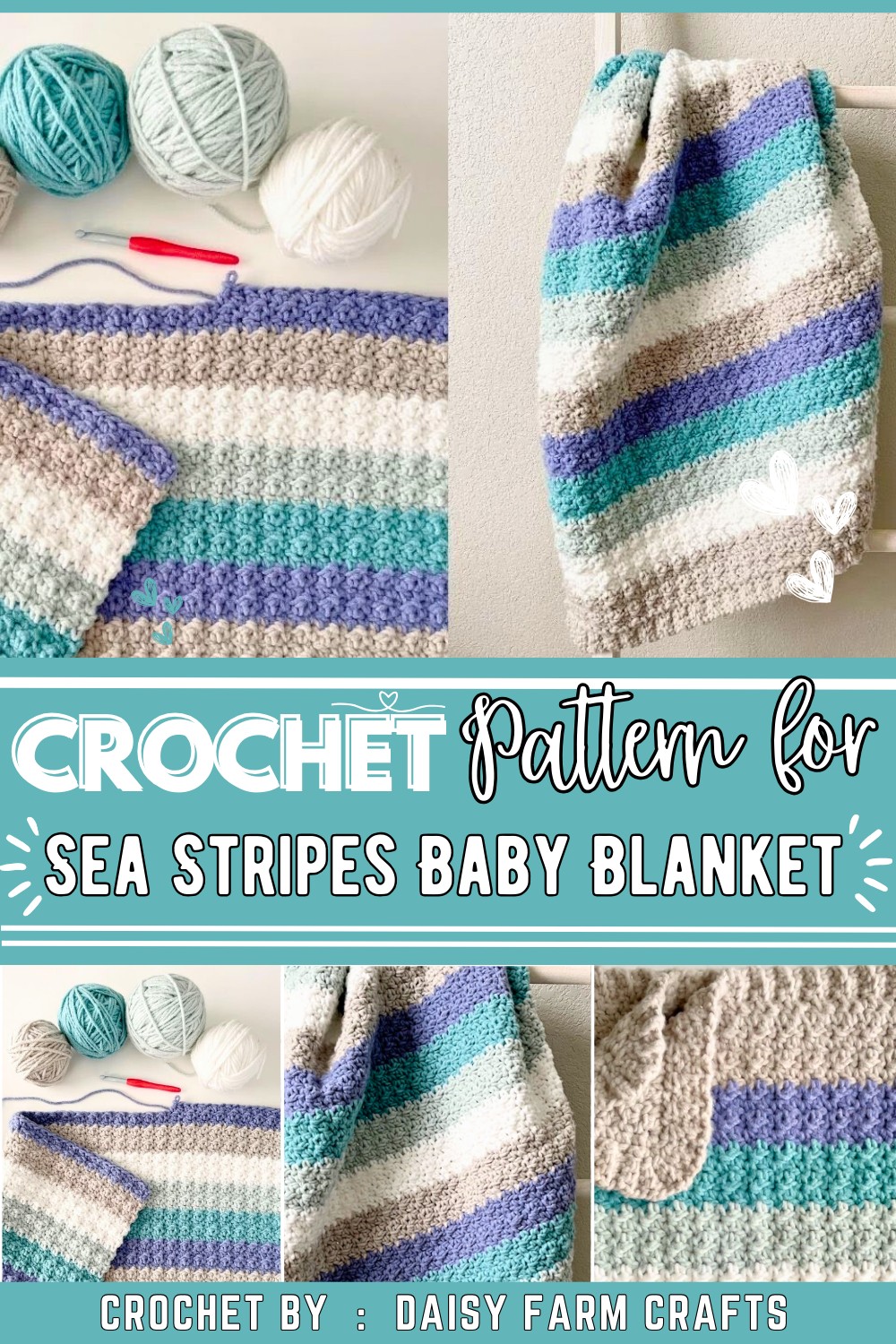 Crochet Sea Stripes Baby Blanket