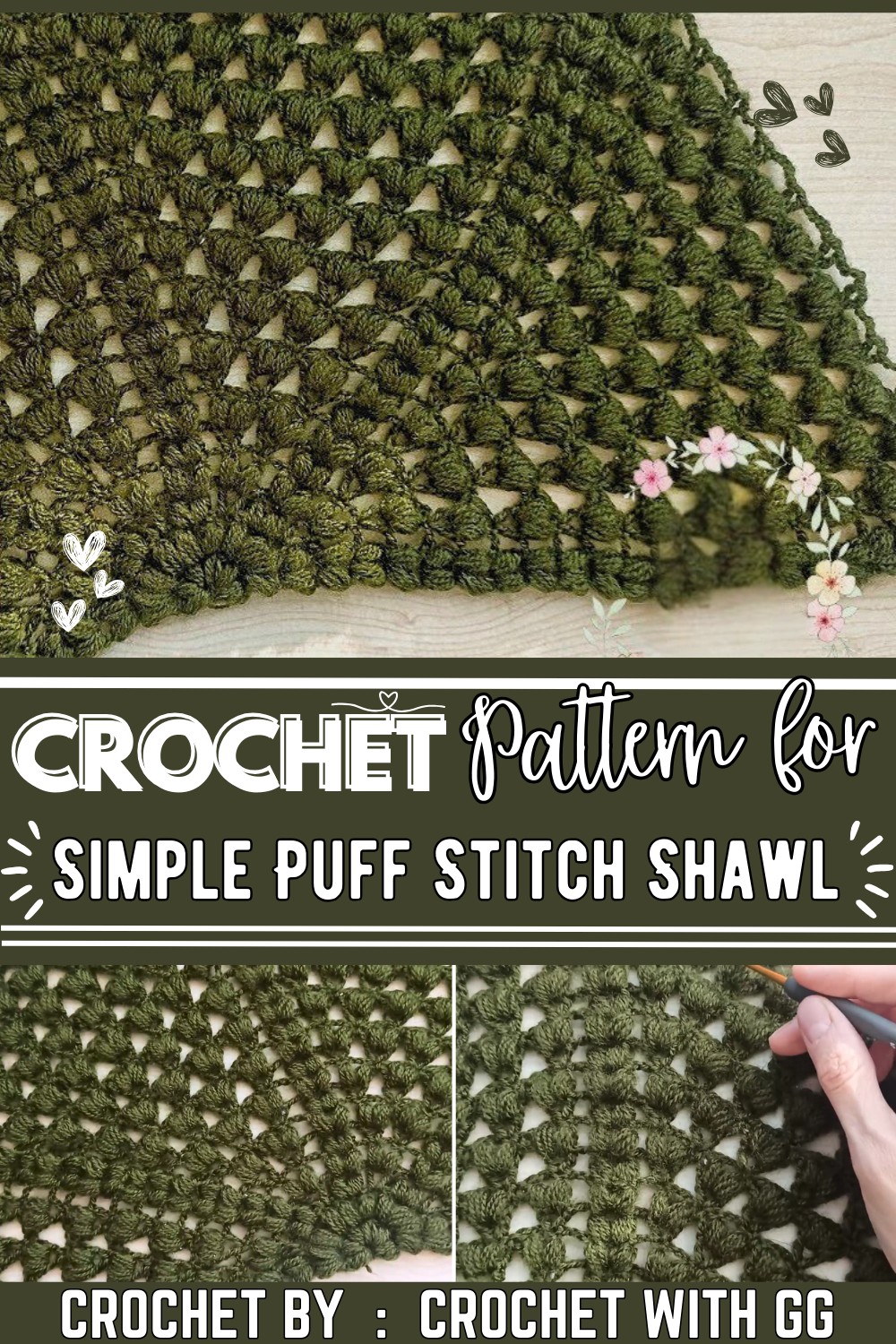 Crochet Simple Puff Stitch Shawl 