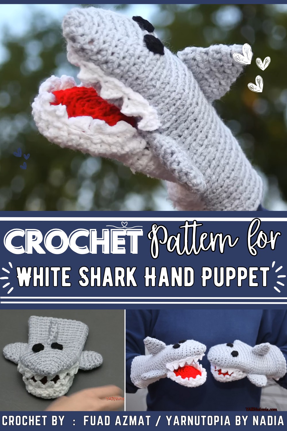 Crochet Tutorial Great White Shark Hand Puppet