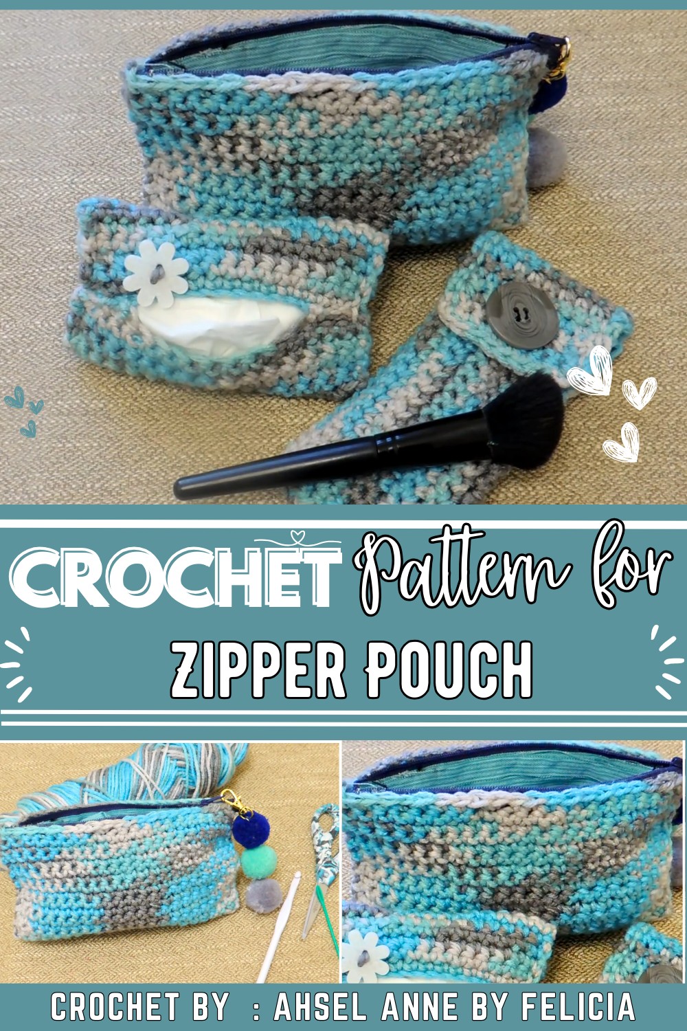 Crochet Zipper Pouch-Beginner Project