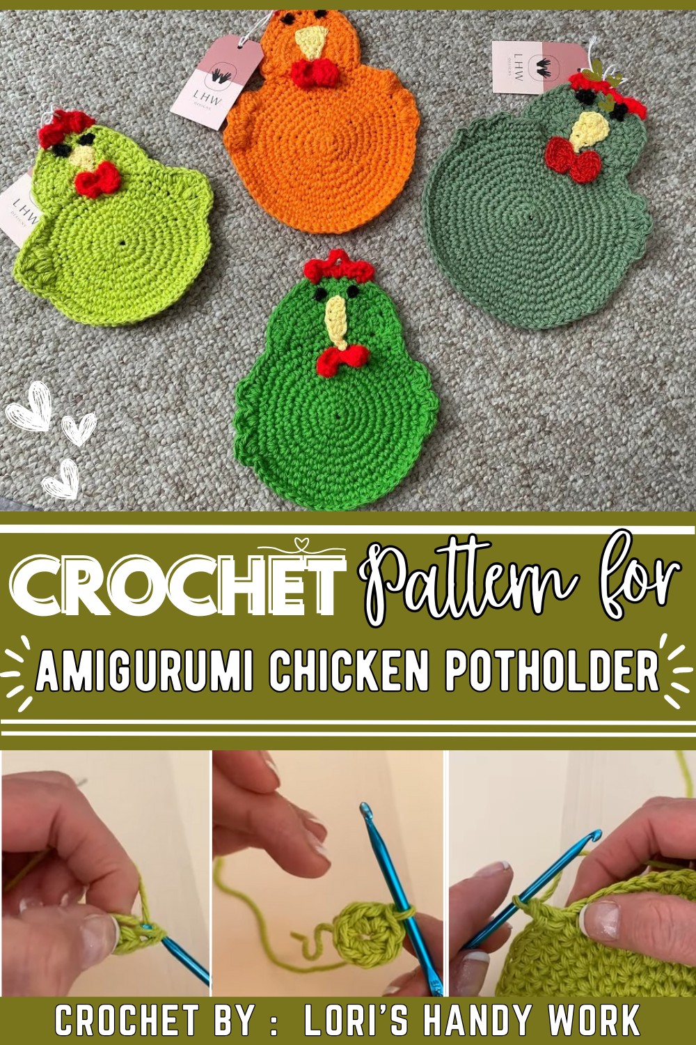Crochet a Chicken Coaster in 20mins (free pattern)