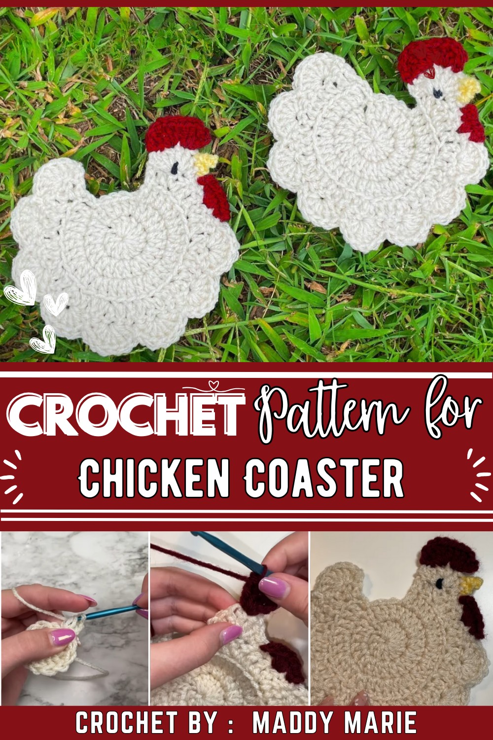 Crochet a Chicken Coaster in 20mins