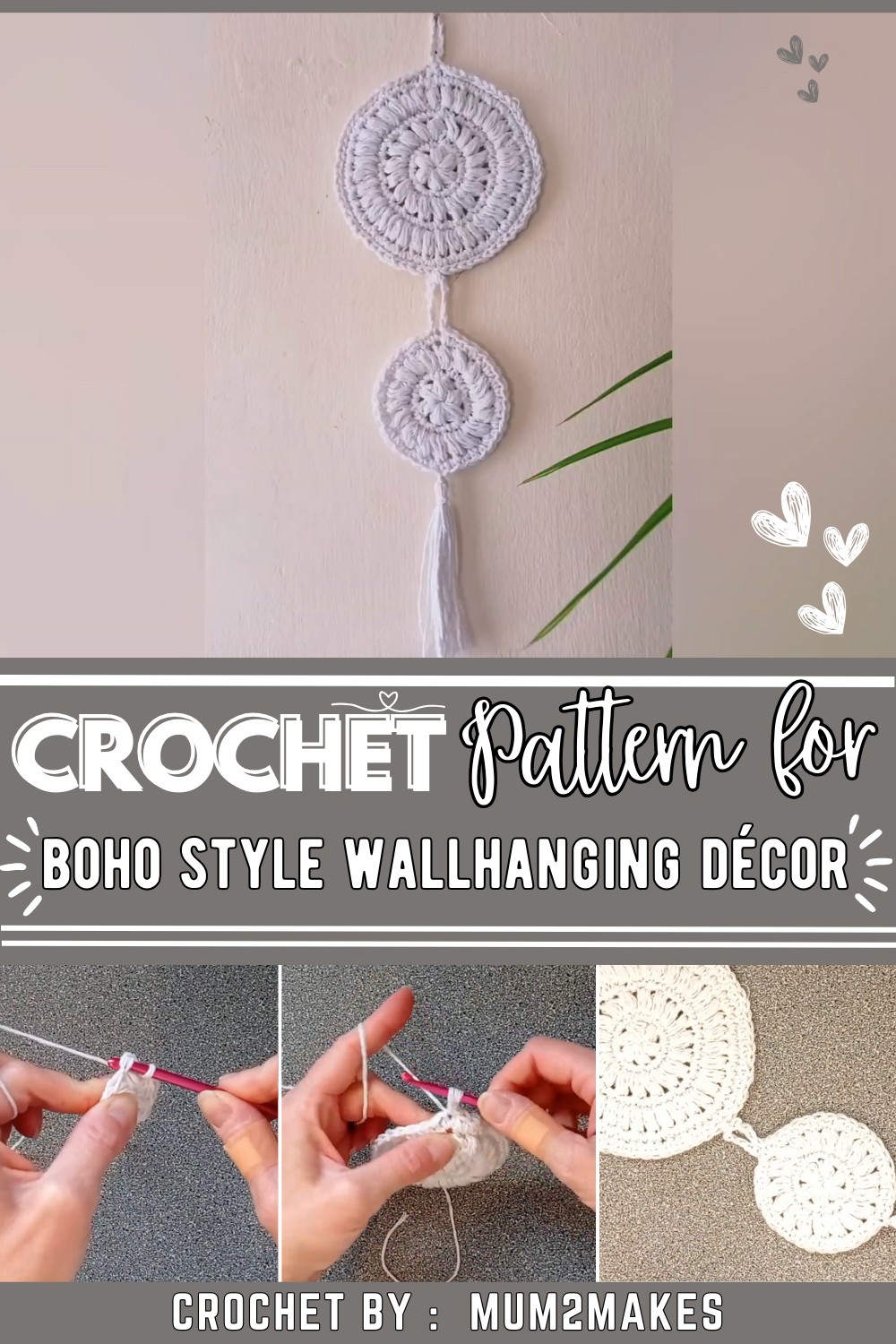 Crochet boho style wallhanging décor