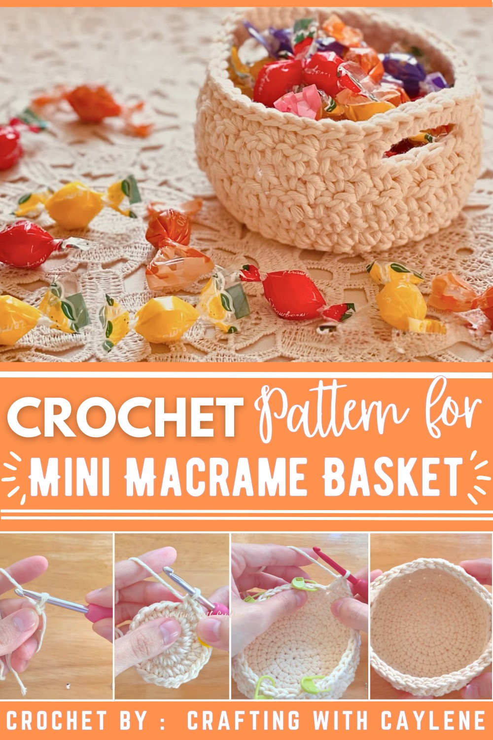Easy Crochet Candy Bowl With Handles