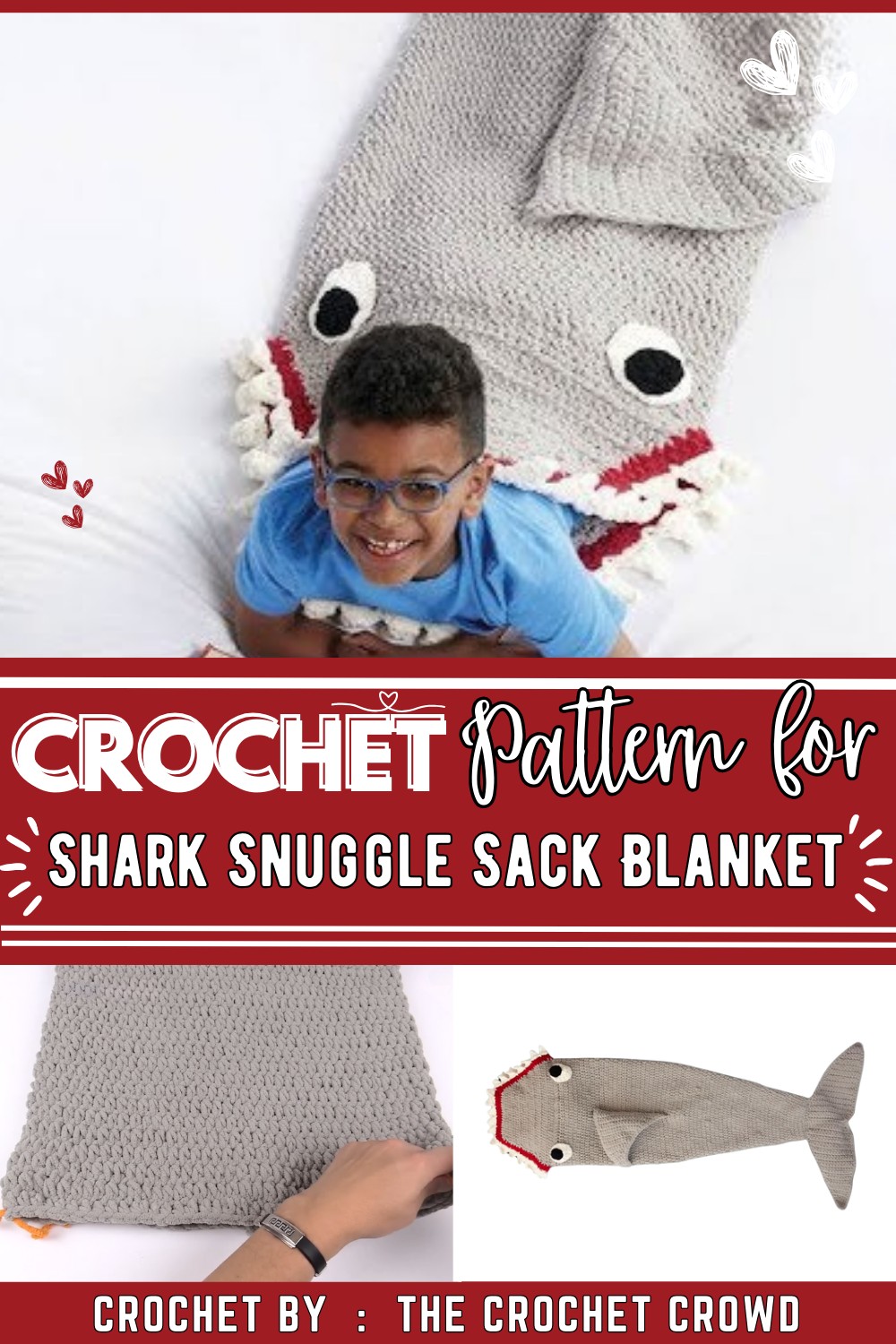 Easy Crochet Shark Snuggle Sack Blanket