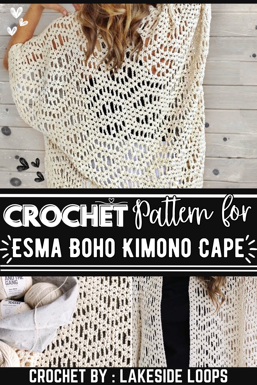 Esma Boho Kimono Cape Cardigan FREE Crochet Pattern Video Tutorial