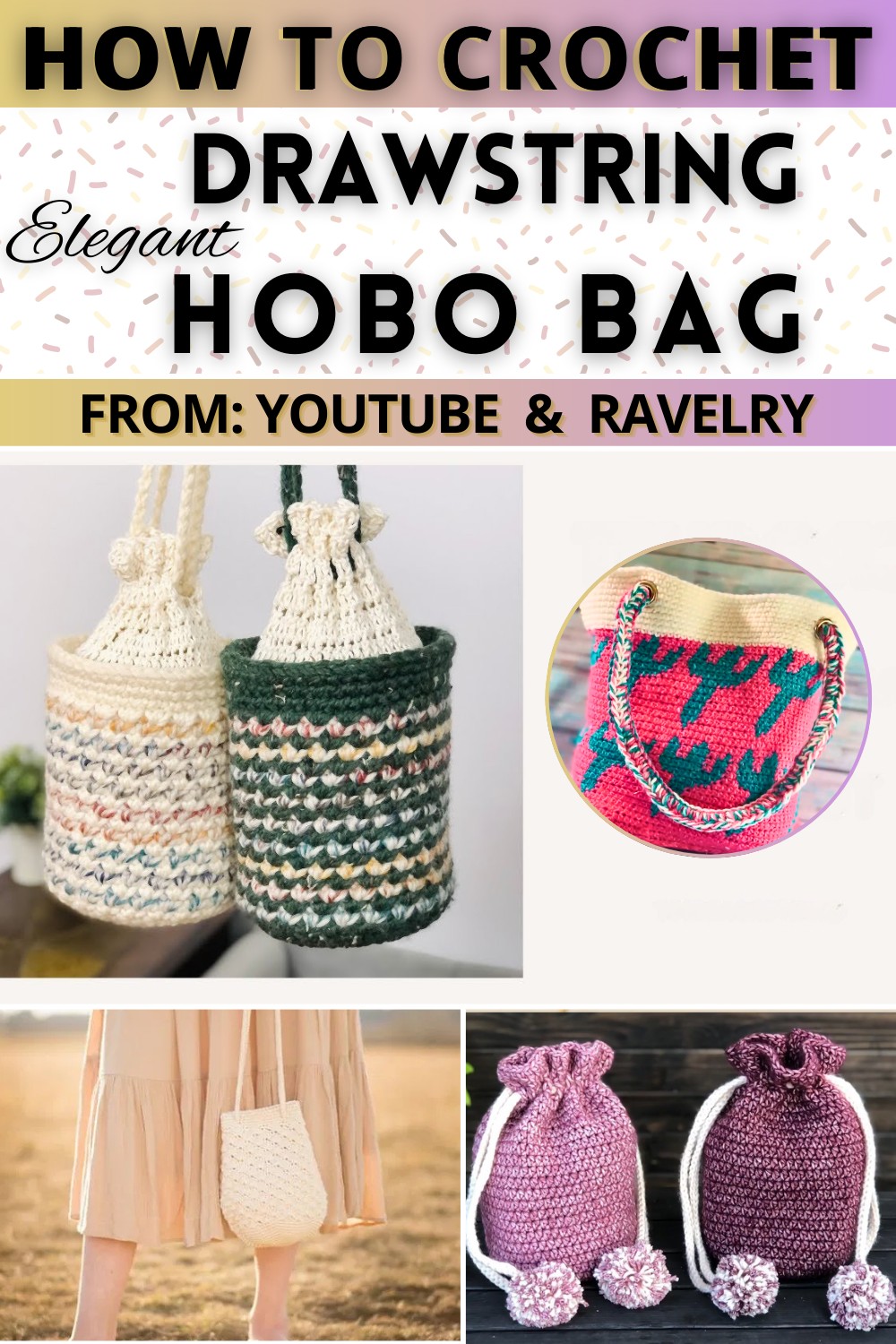 Free Crochet Drawstring Hobo Bag Patterns