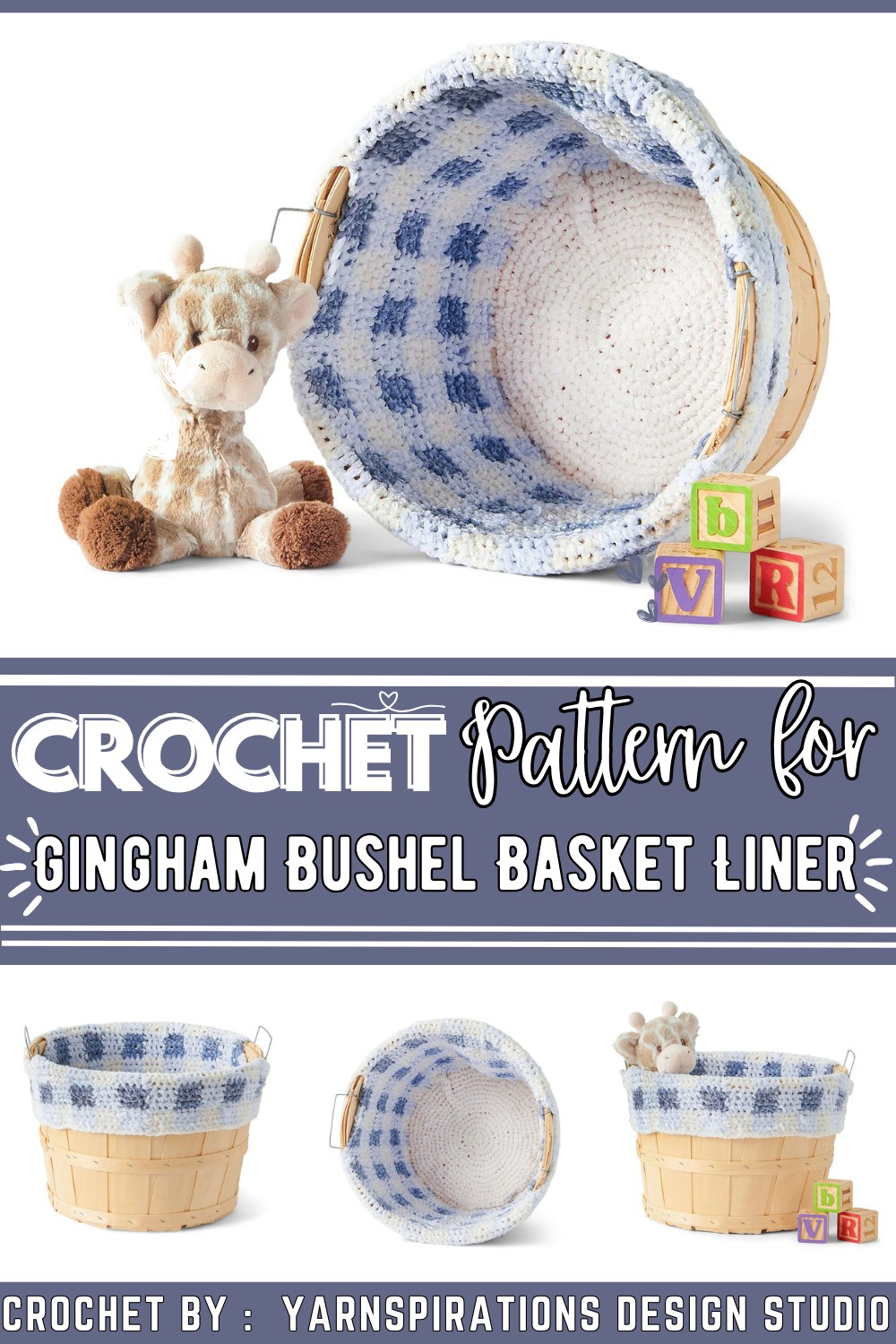 Gingham Bushel Basket Liner