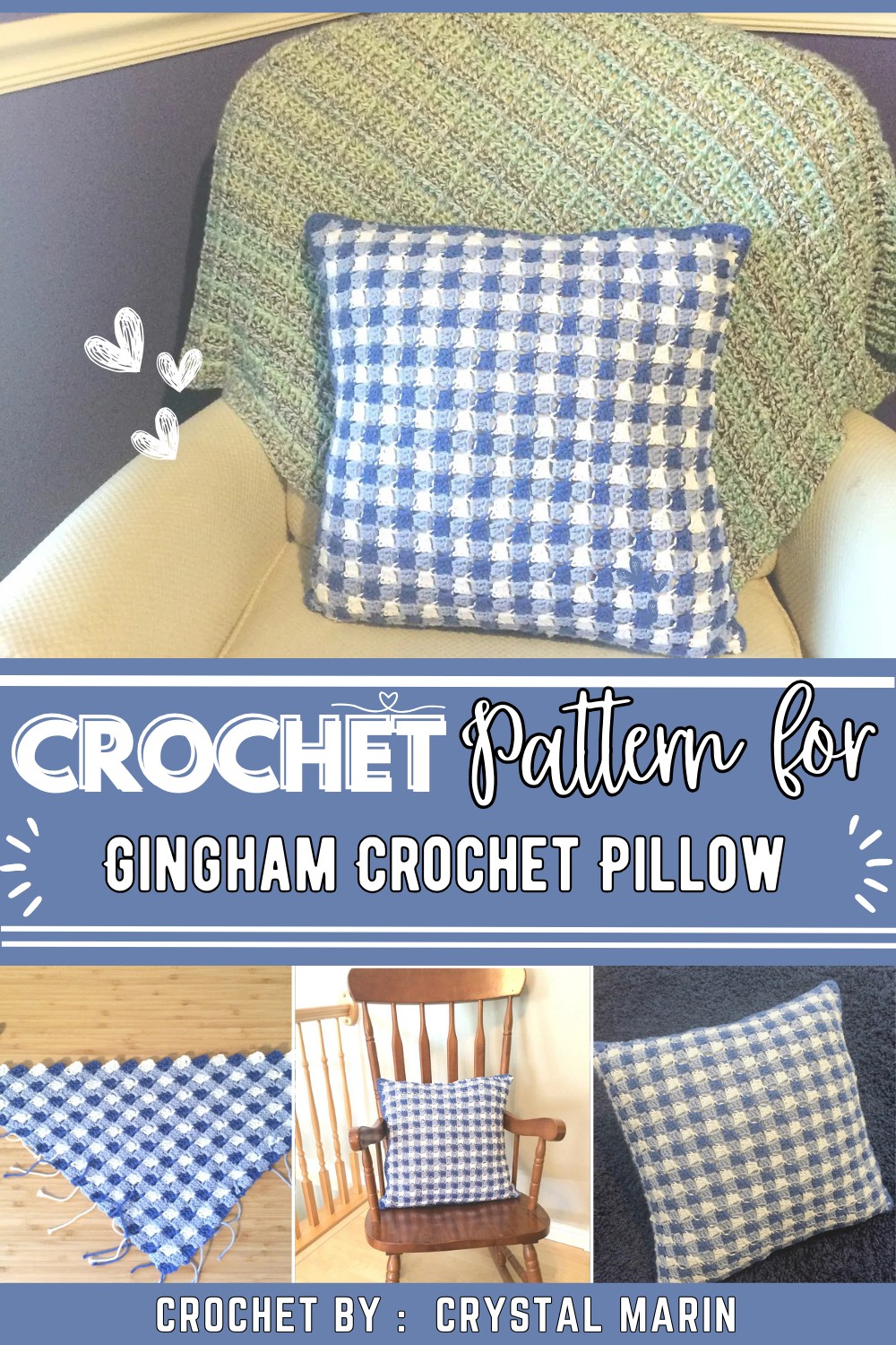 Gingham Crochet Pillow