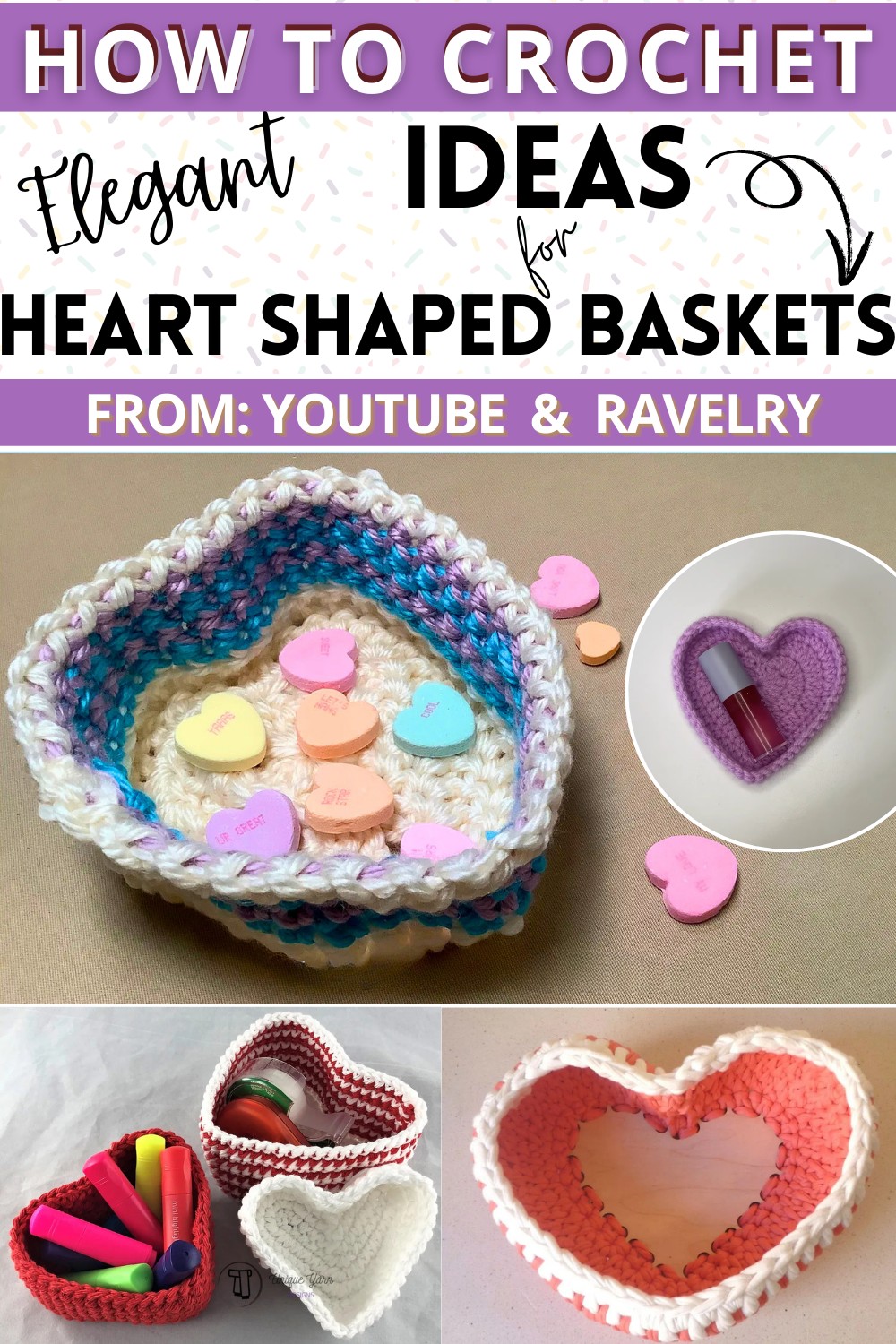 Heart Shaped Baskets Free Crochet Pattern