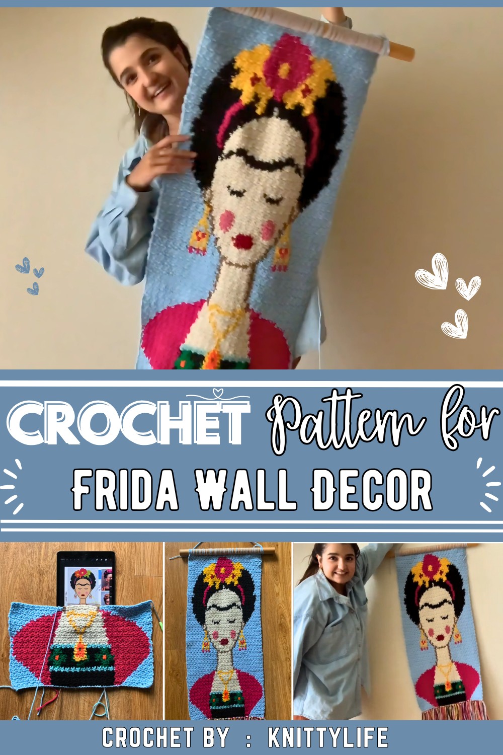 How I Crochet Frida Wall Decor Crocheting Color Change