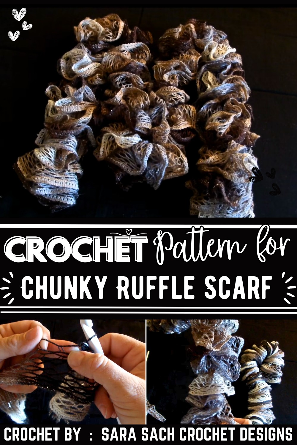 How To Crochet Ruffle Scarf 2 Ways