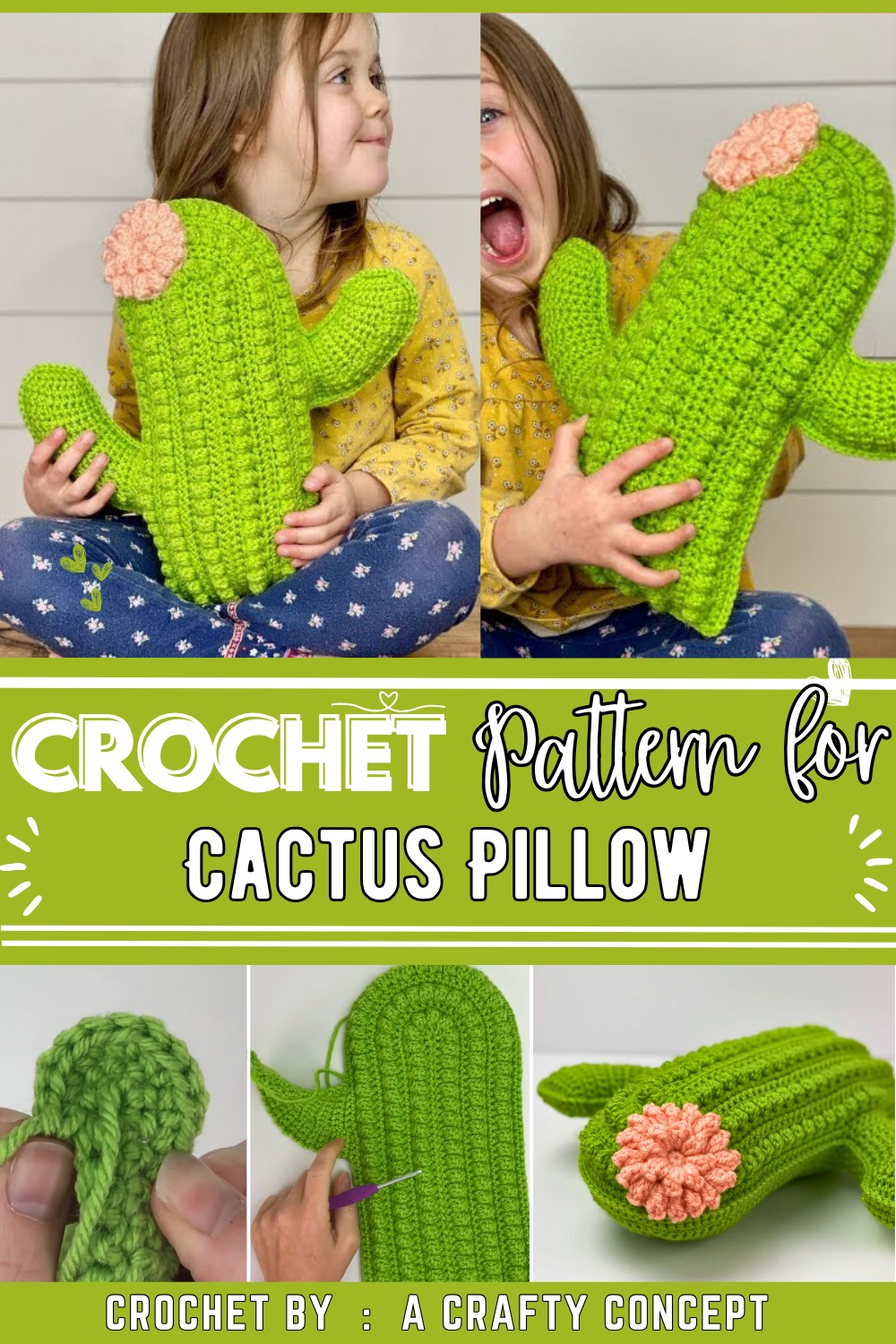 How To Crochet a Cactus Pillow- Free Crochet Pattern