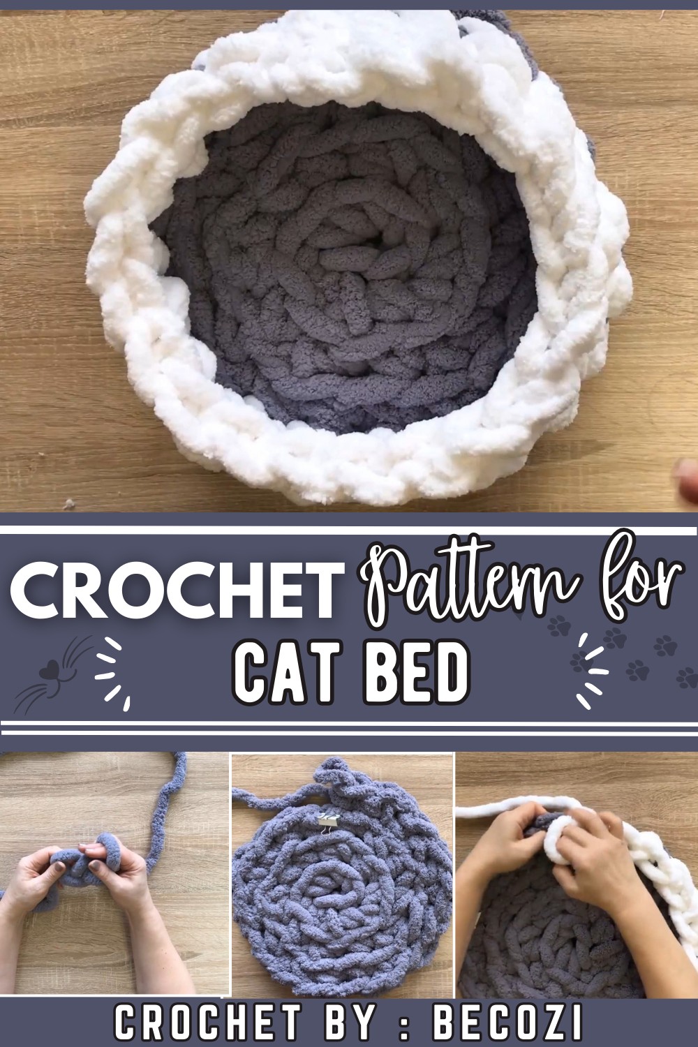 How To Hand Crochet Cat Bed With Chunky Chenille