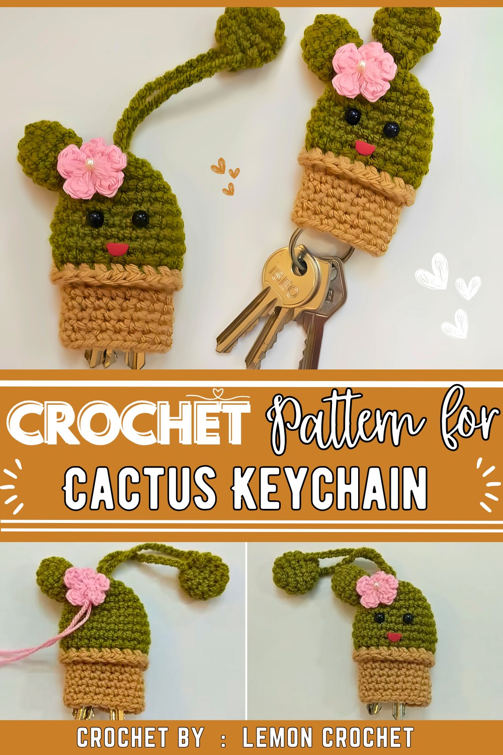How to Crochet Cactus Keychain
