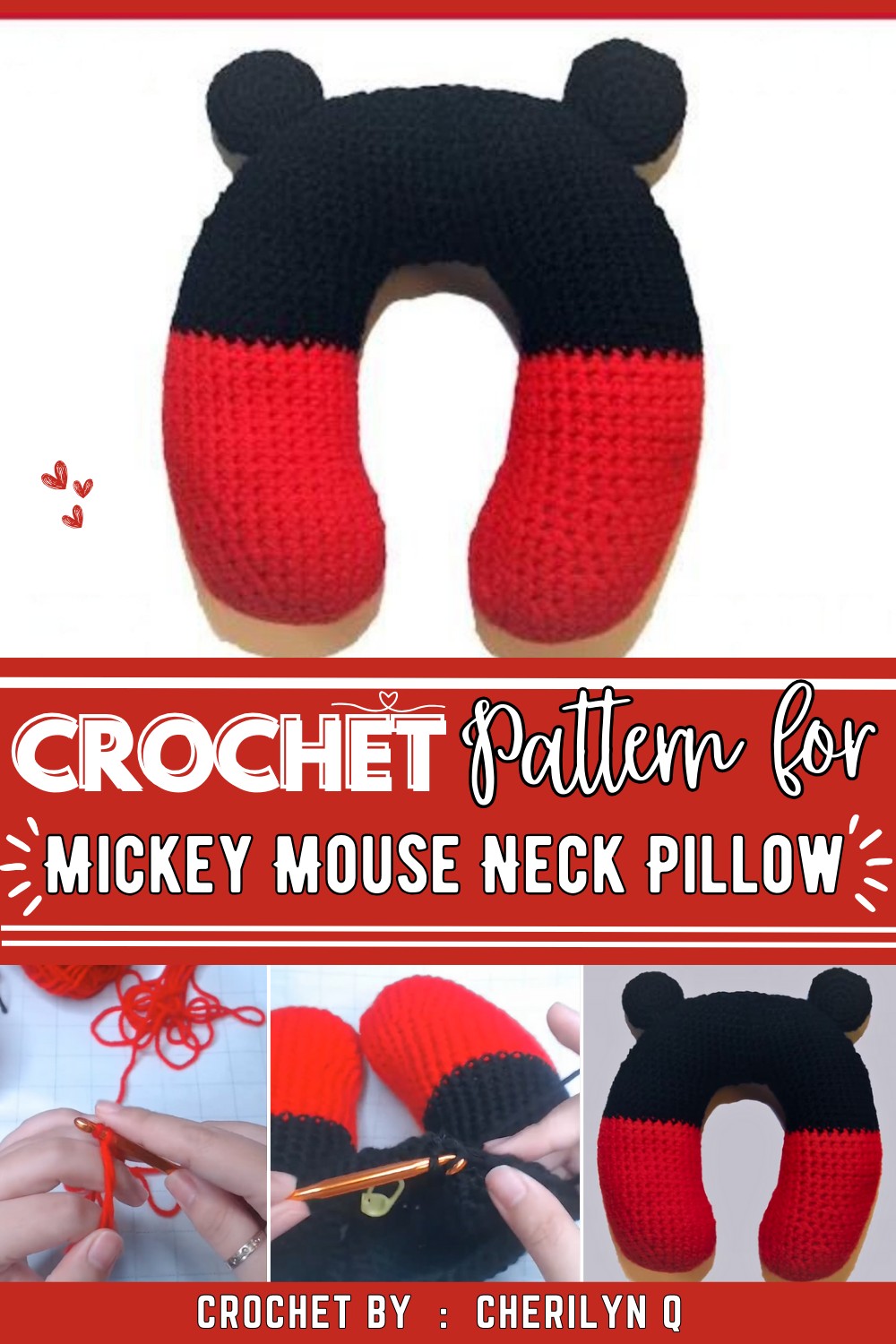How to Crochet Mickey Mouse U-shaped Neck Pillow