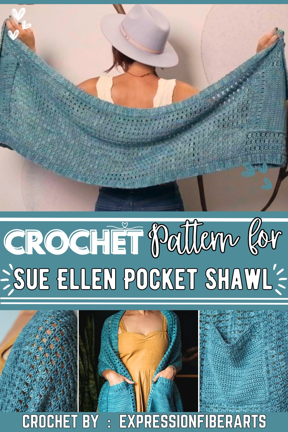How to Crochet Sue Ellen Pocket Shawl