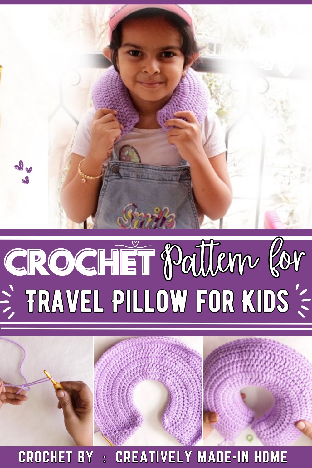 How to Crochet Super Easy Travel Pillow for Kids- No Sewing