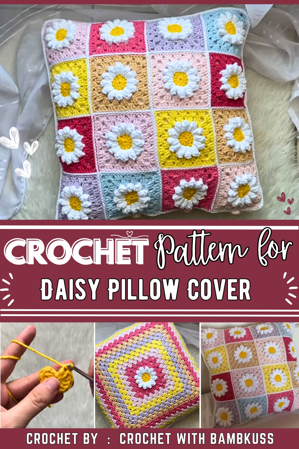 How to Crochet a Daisy Pillow Cover