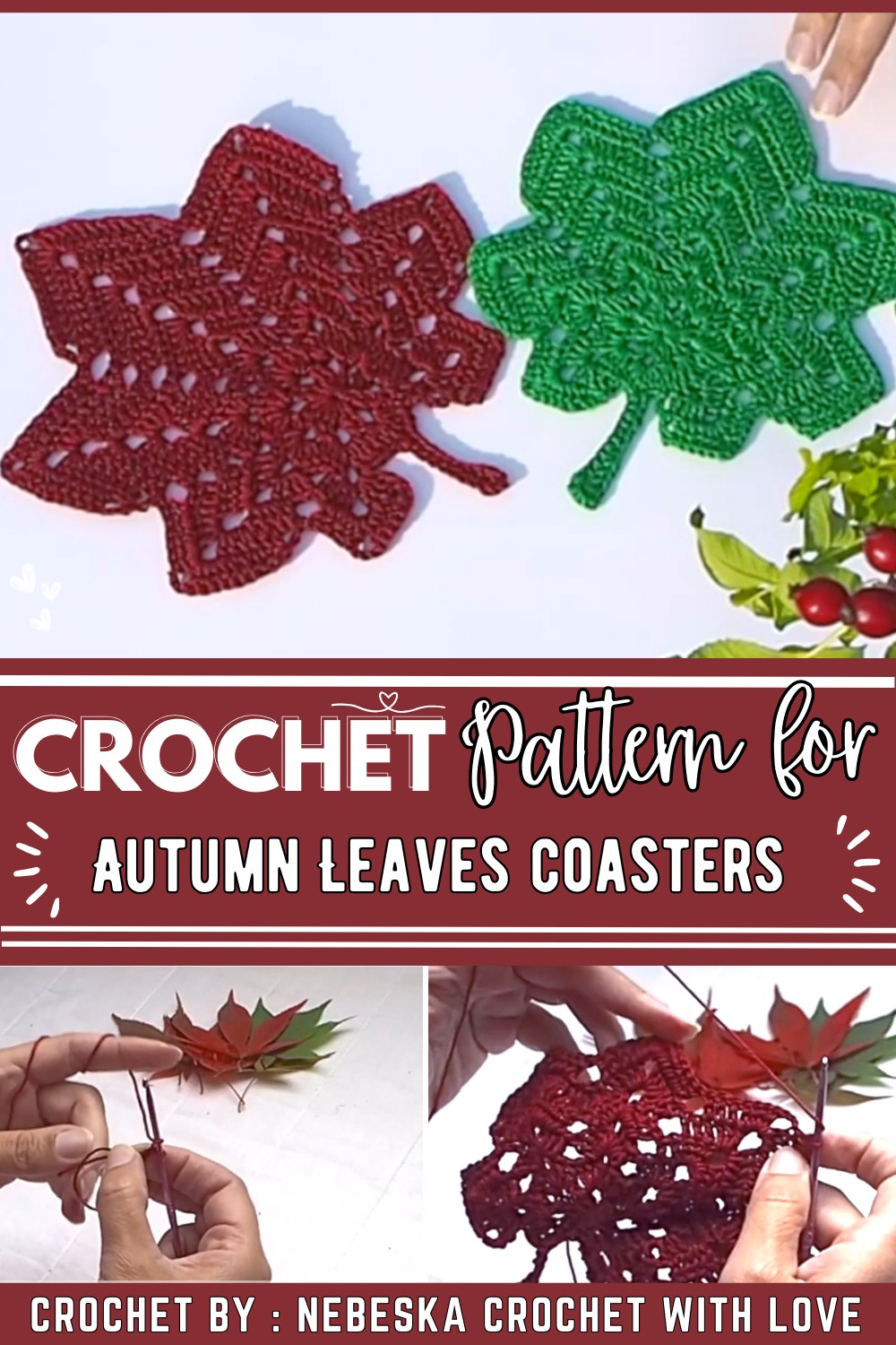 How to crochet Happy Fall Autumn Leaves coasters