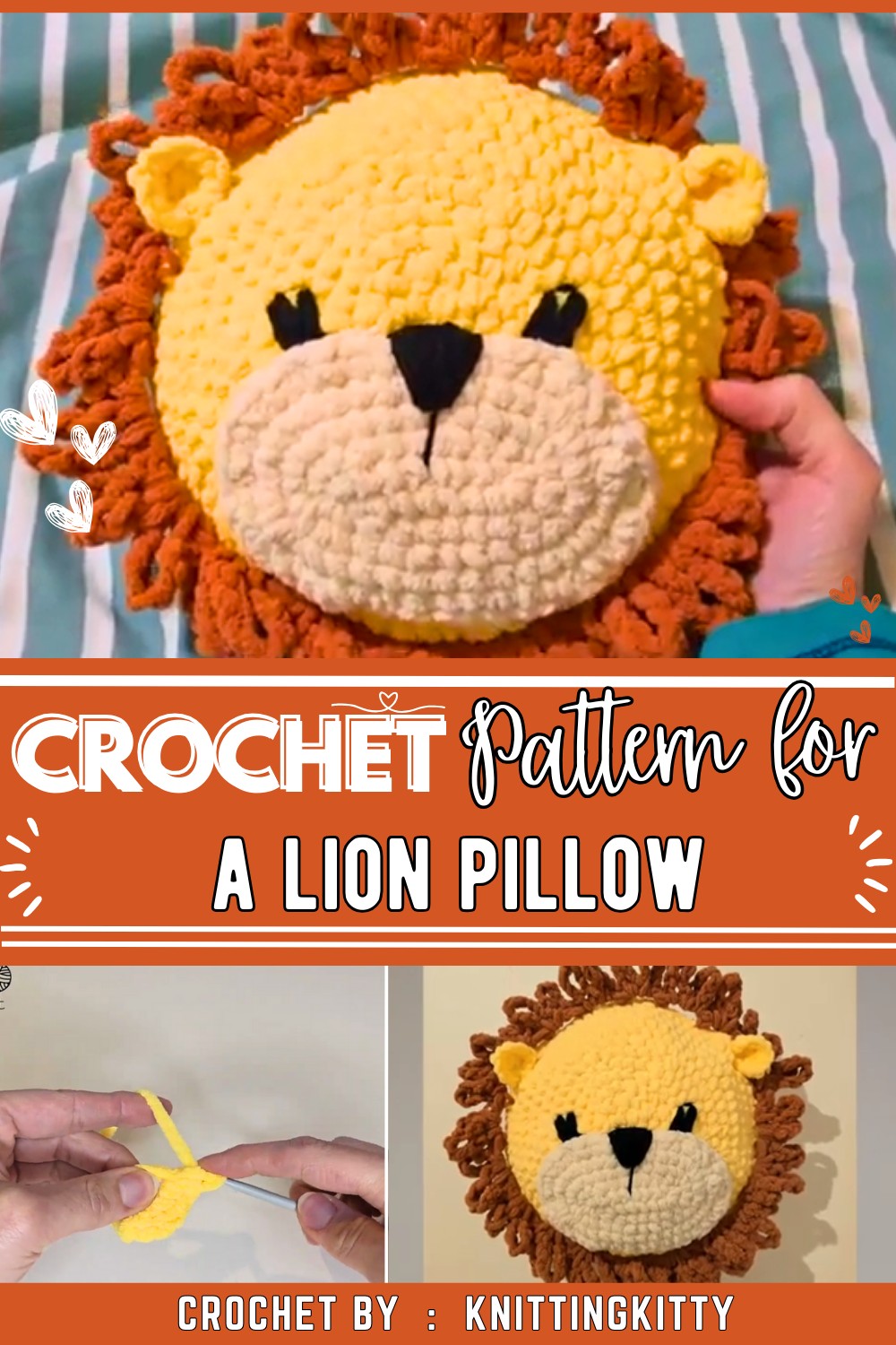 How to crochet a lion pillow