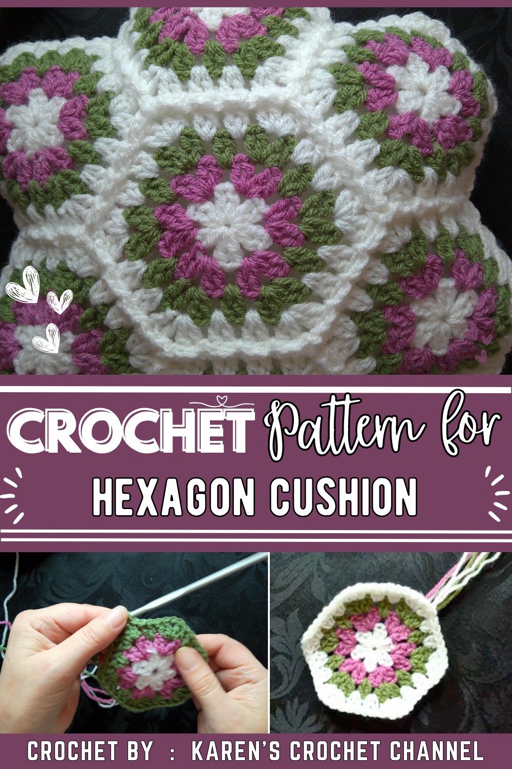 How to crochet hexagon cushion