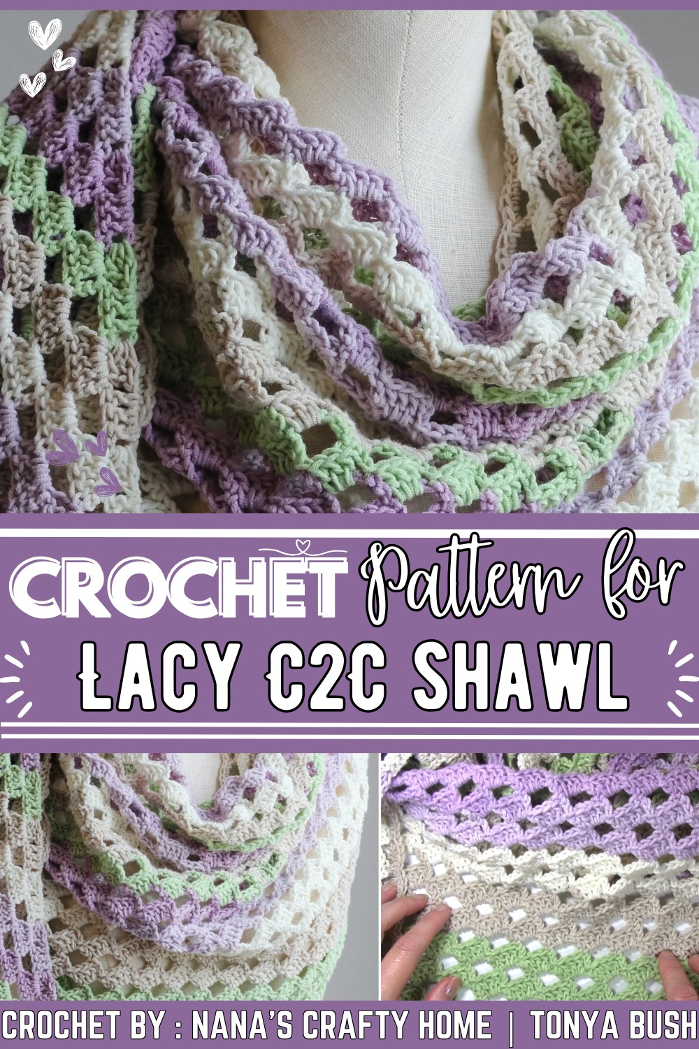 Lacy C2c Crochet Shawl Beautiful Corner To Corner Pattern