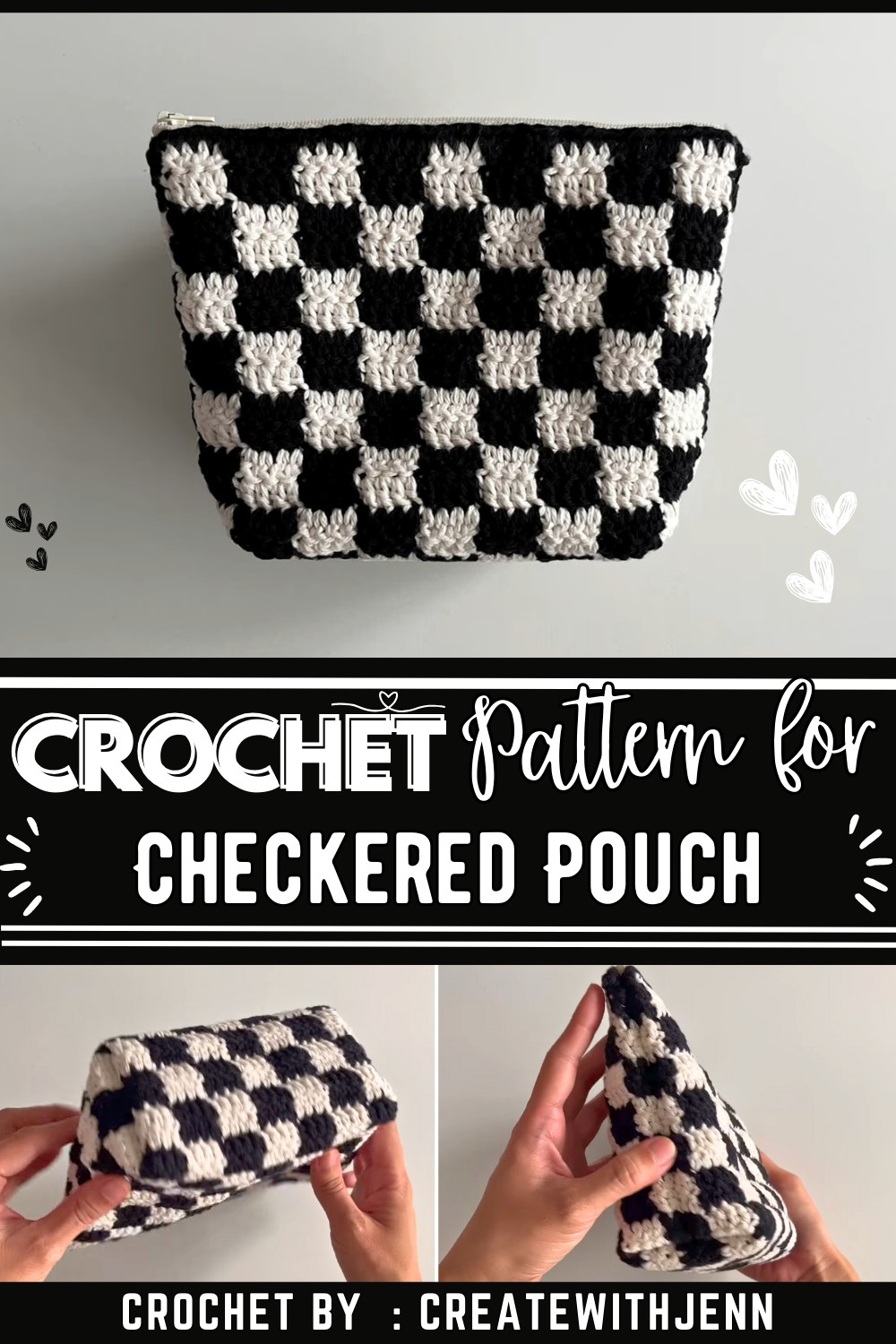 Making a Crocheted Checkered Pouch