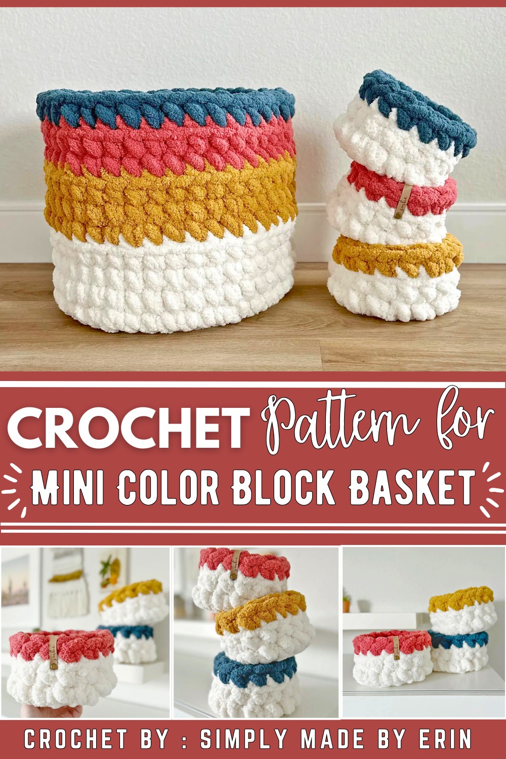 Mini Crochet Color Block Basket