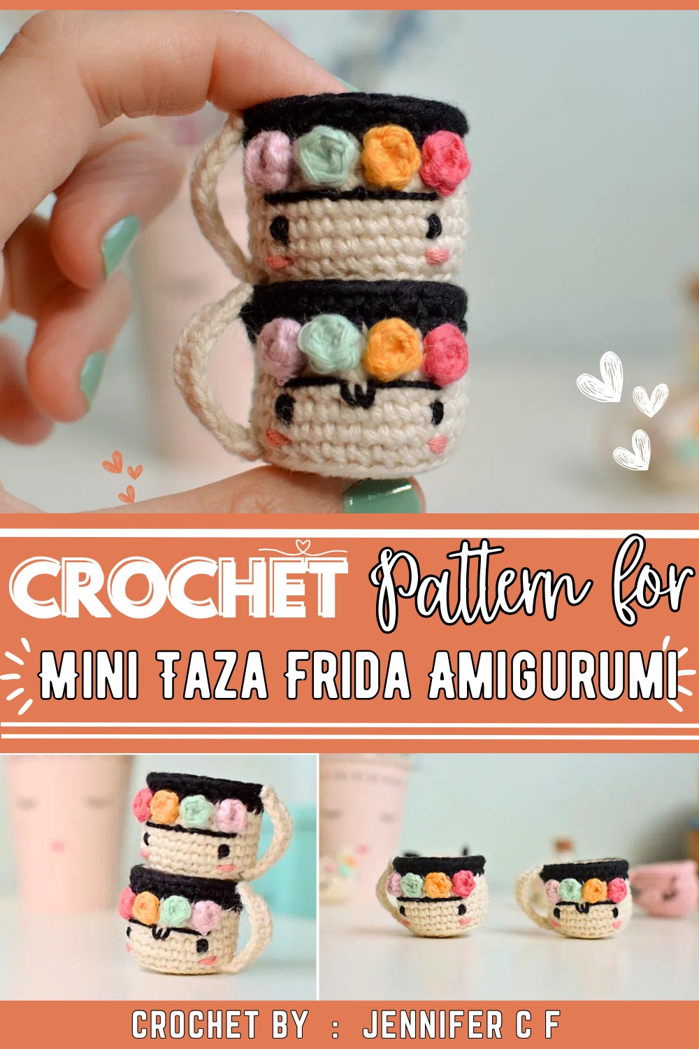 Mini Taza Frida Amigurumi