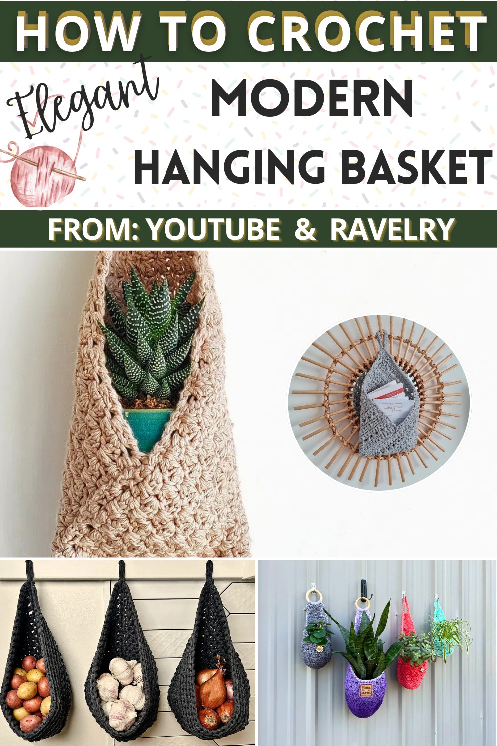 Modern Hanging Basket Free Crochet Patterns