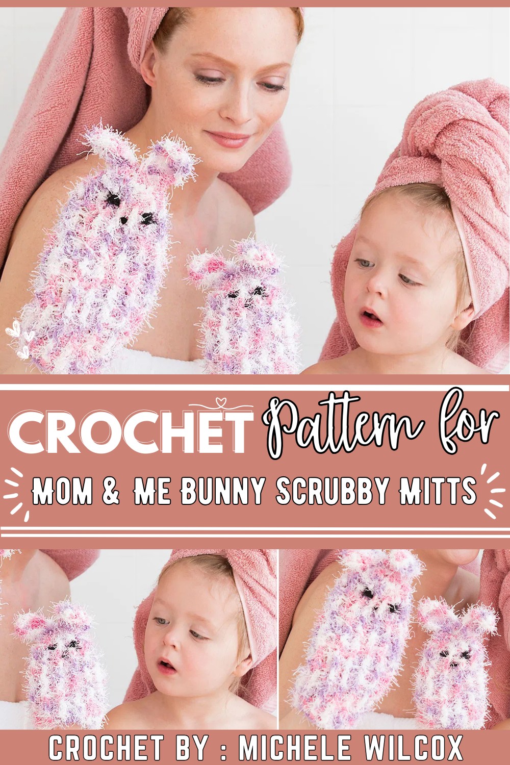 Mom & Me Bunny Scrubby Mitts