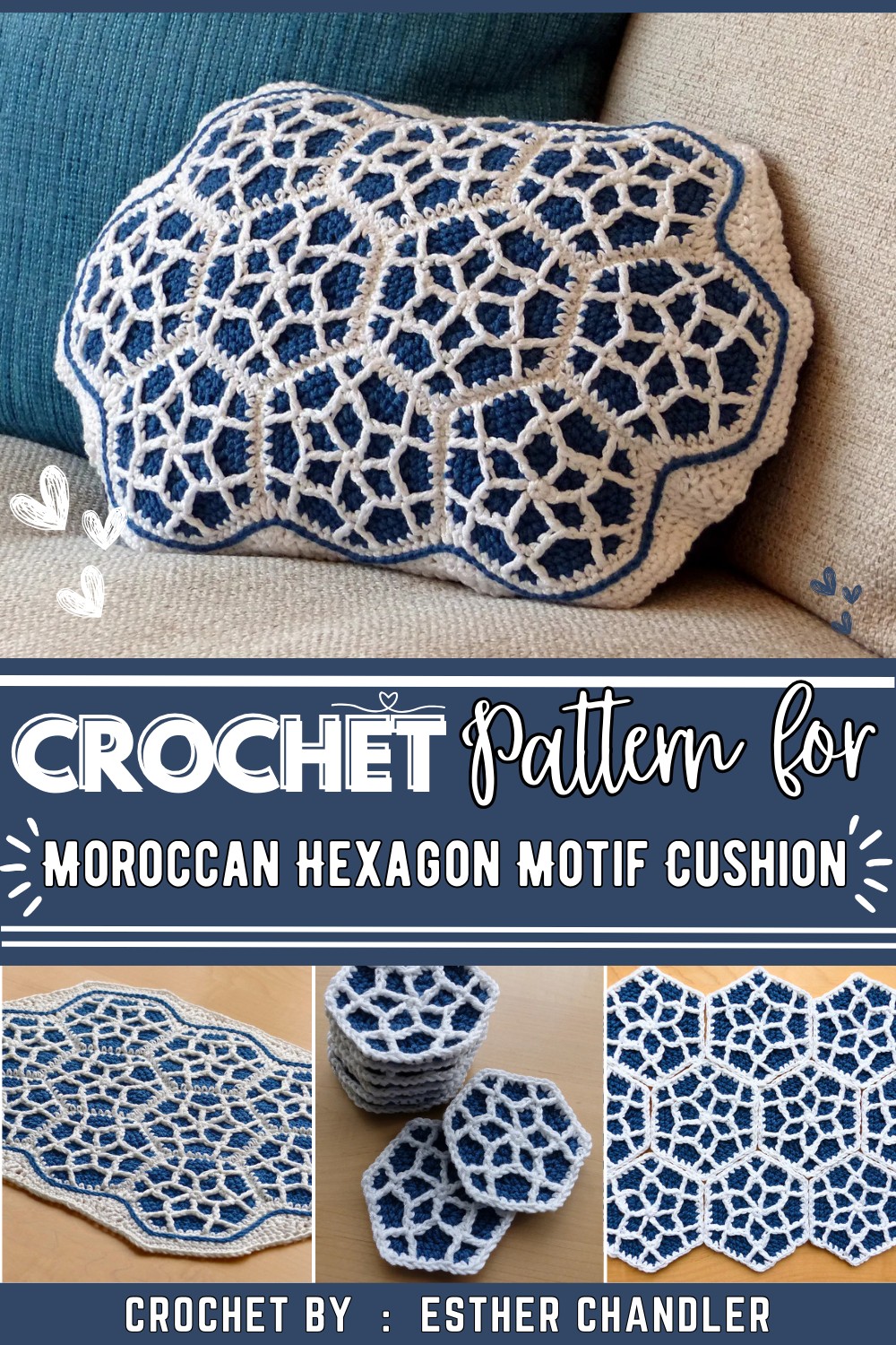 Moroccan Hexagon Motif Cushion