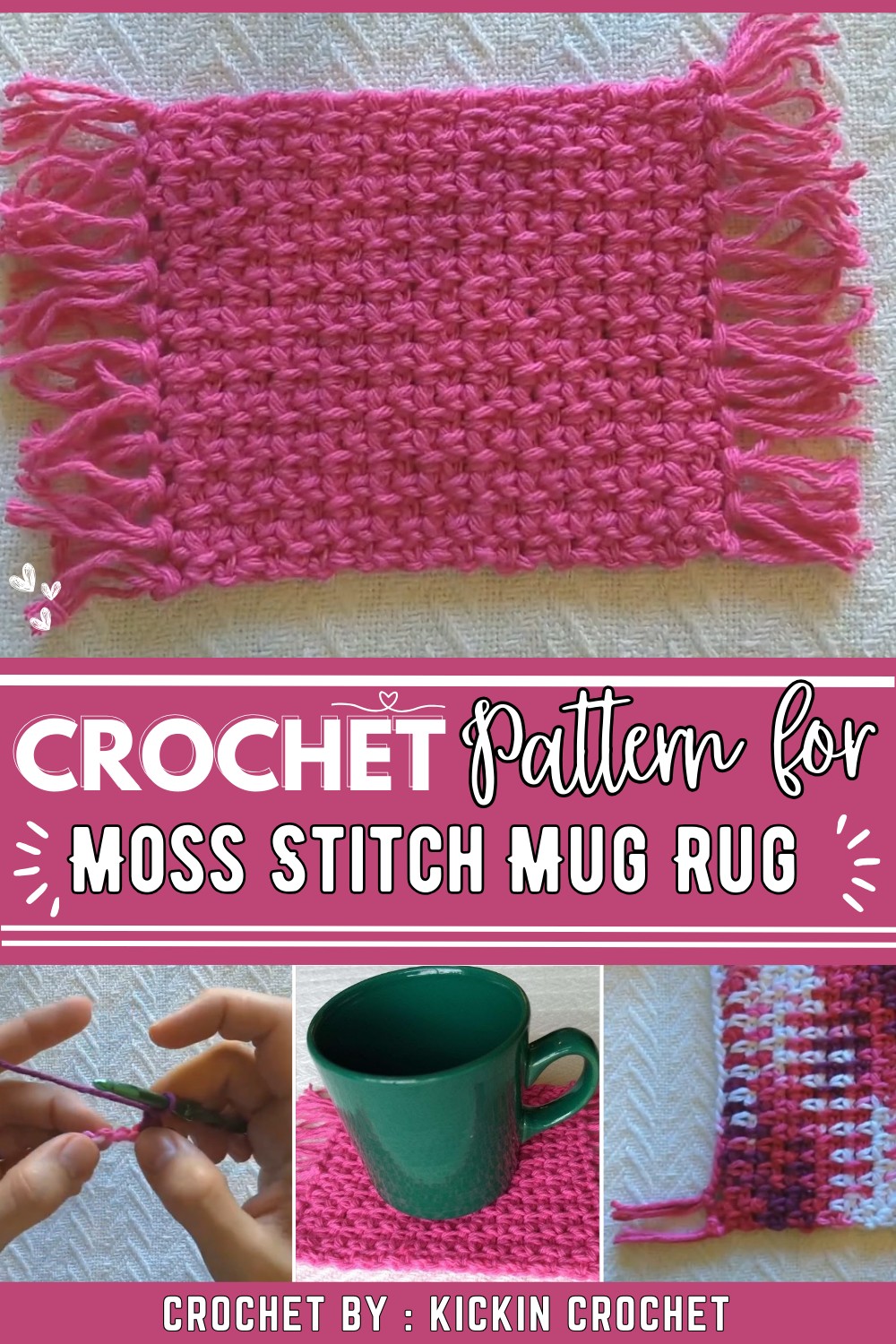 Moss Stitch Mug Rug Crochet Pattern