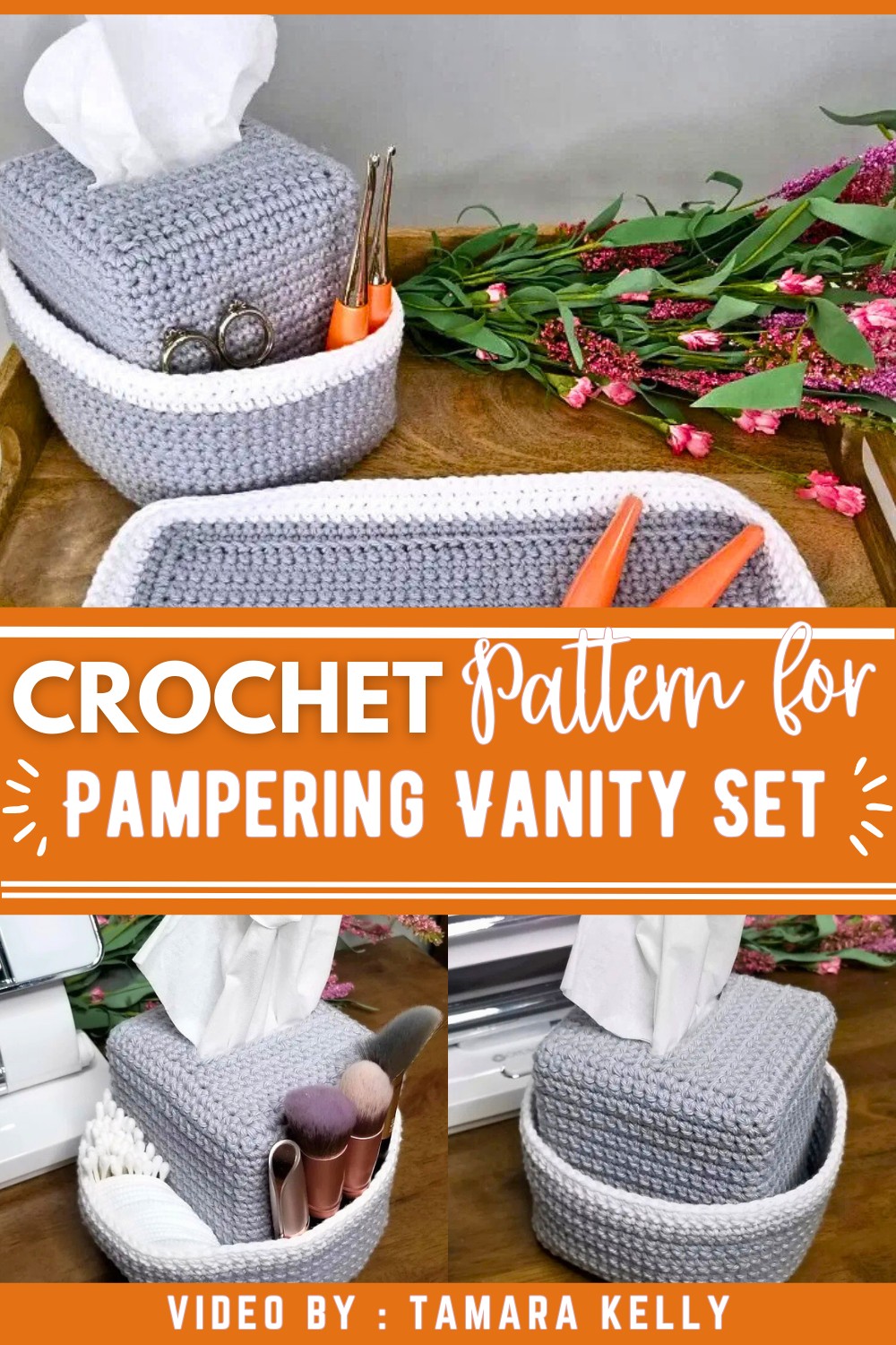 Pampering Vanity Set Tissue Box Organizer & Tray