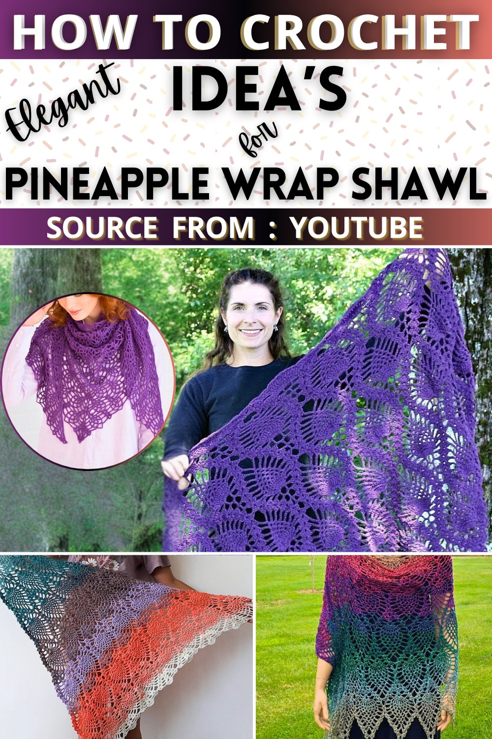 Pineapple Wrap Shawl Free Crochet Patterns
